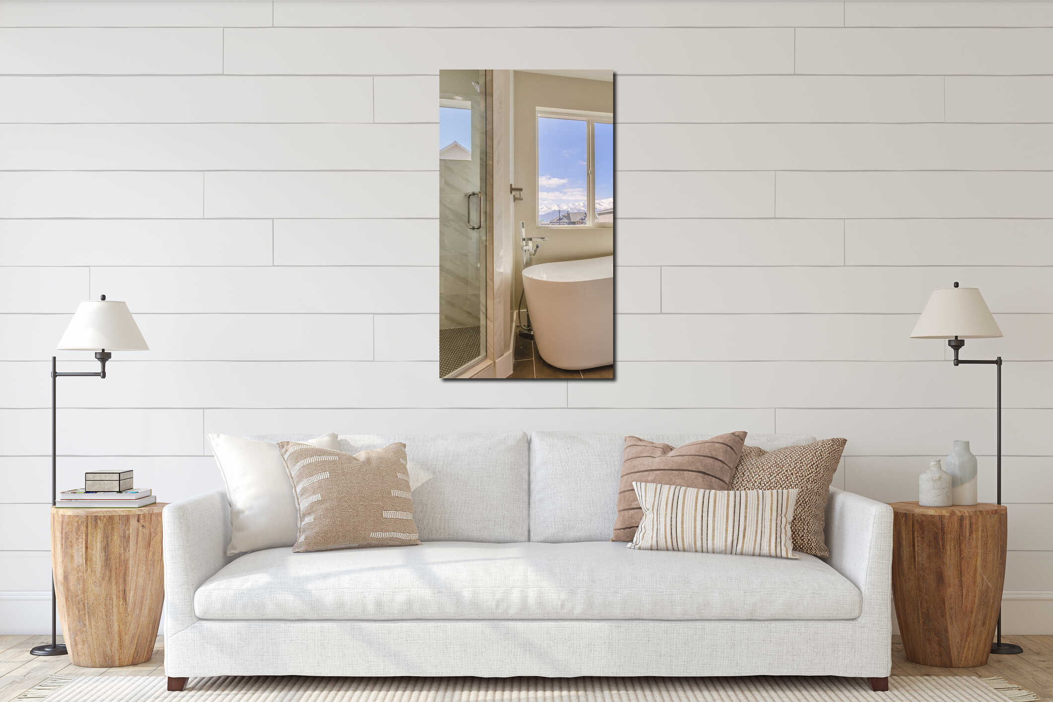 Canvas hanging interior mockup