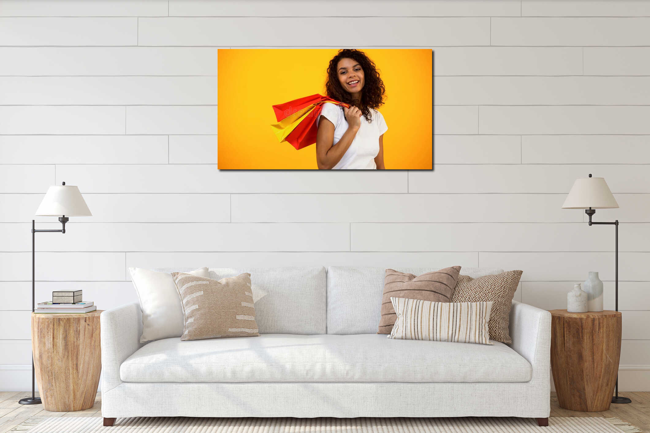 Canvas hanging interior mockup