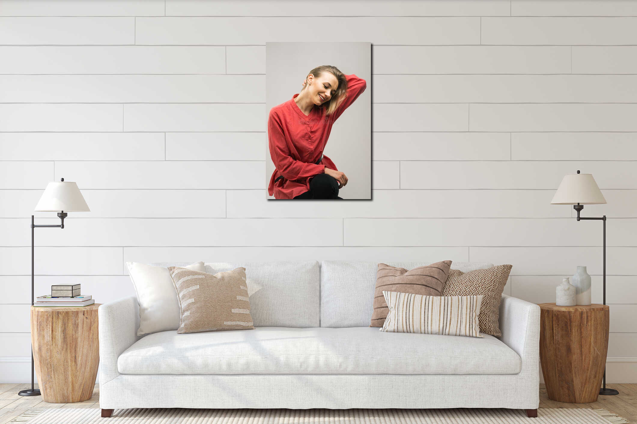Canvas hanging interior mockup