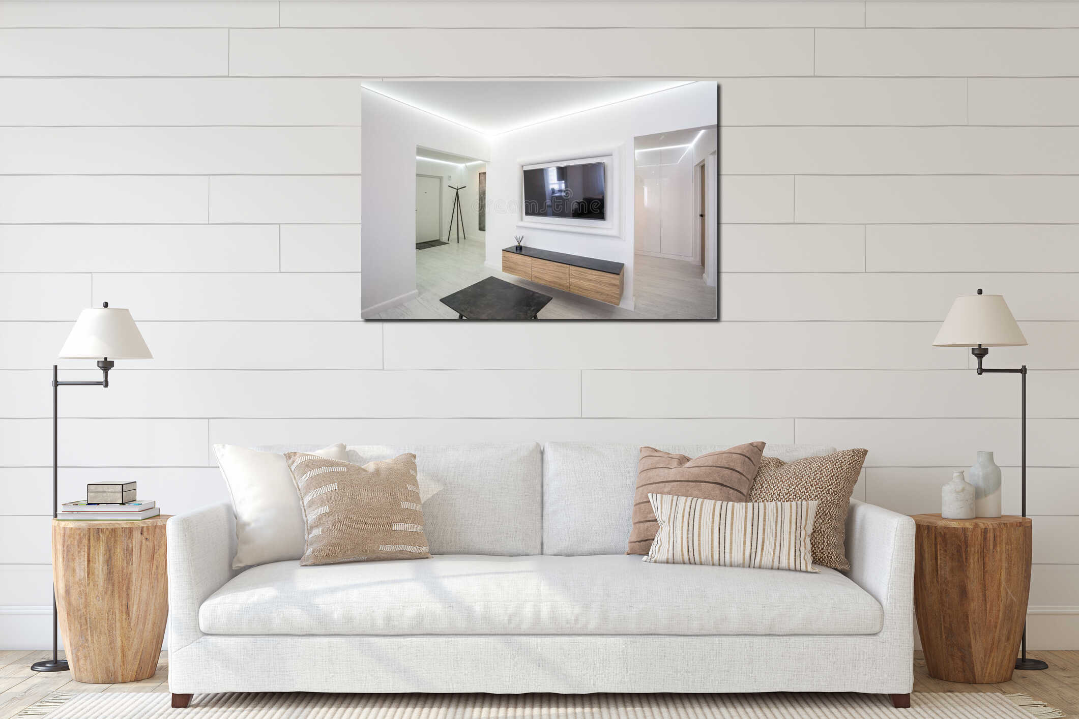 Canvas hanging interior mockup