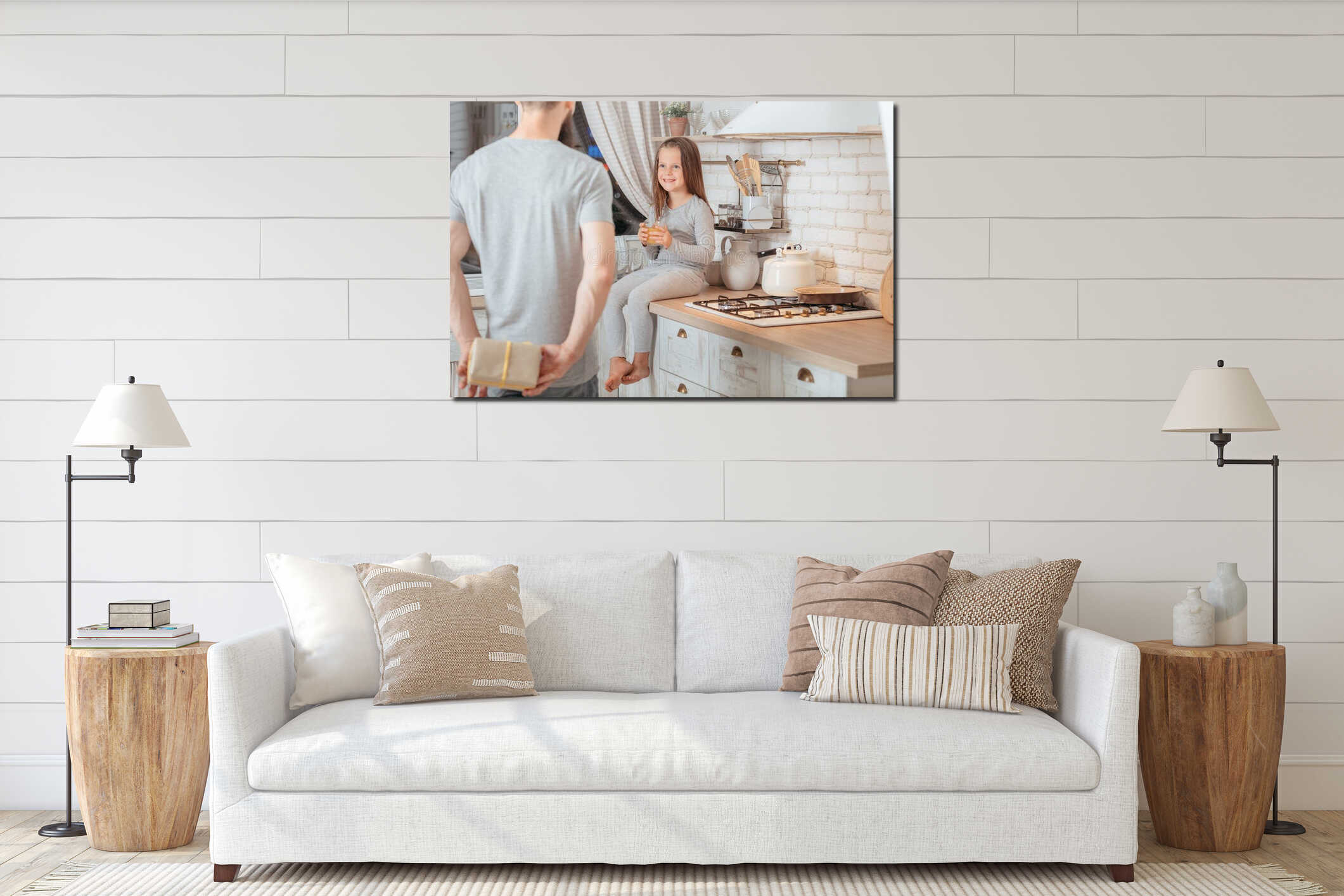 Canvas hanging interior mockup