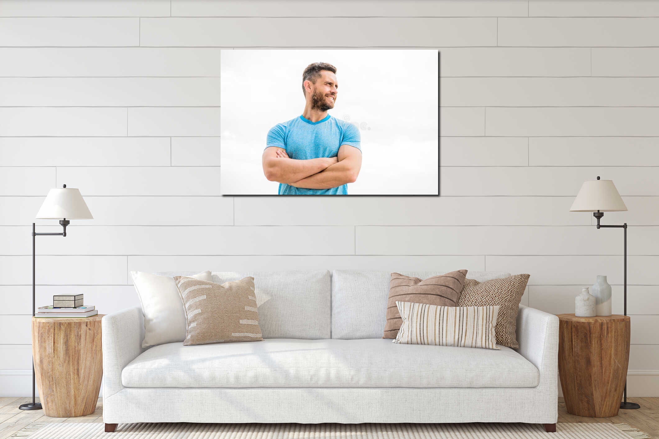 Canvas hanging interior mockup