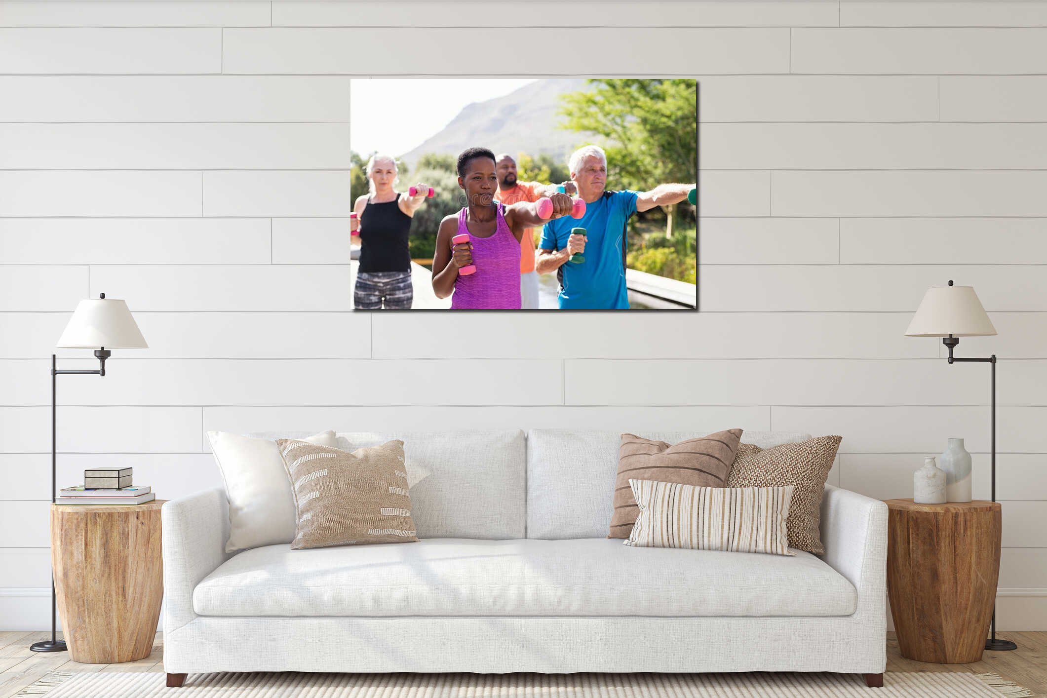 Canvas hanging interior mockup
