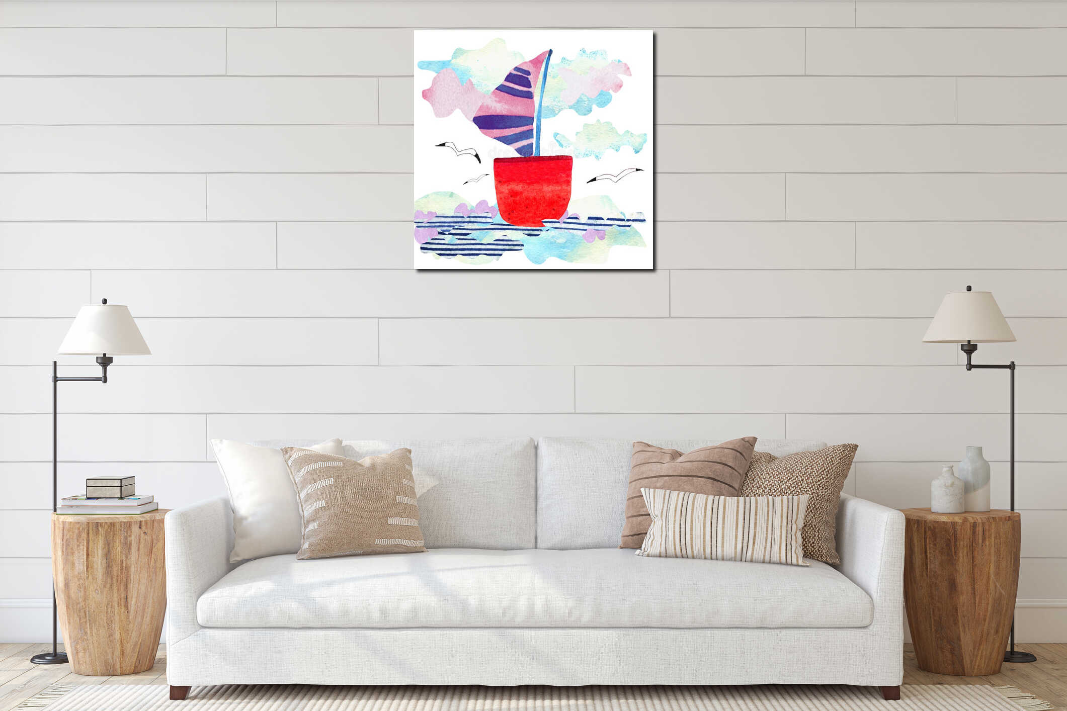 Canvas hanging interior mockup