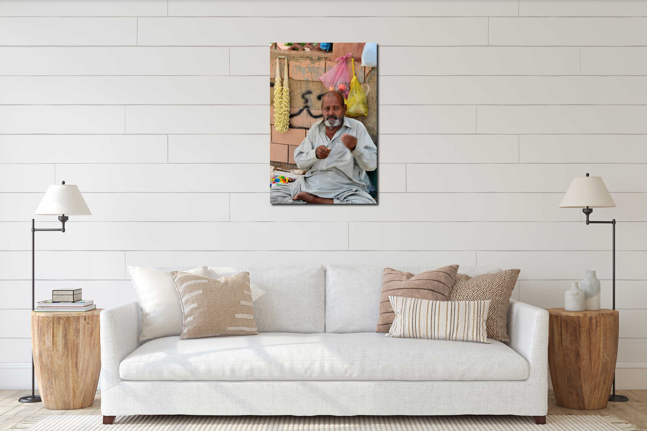 Canvas hanging interior mockup