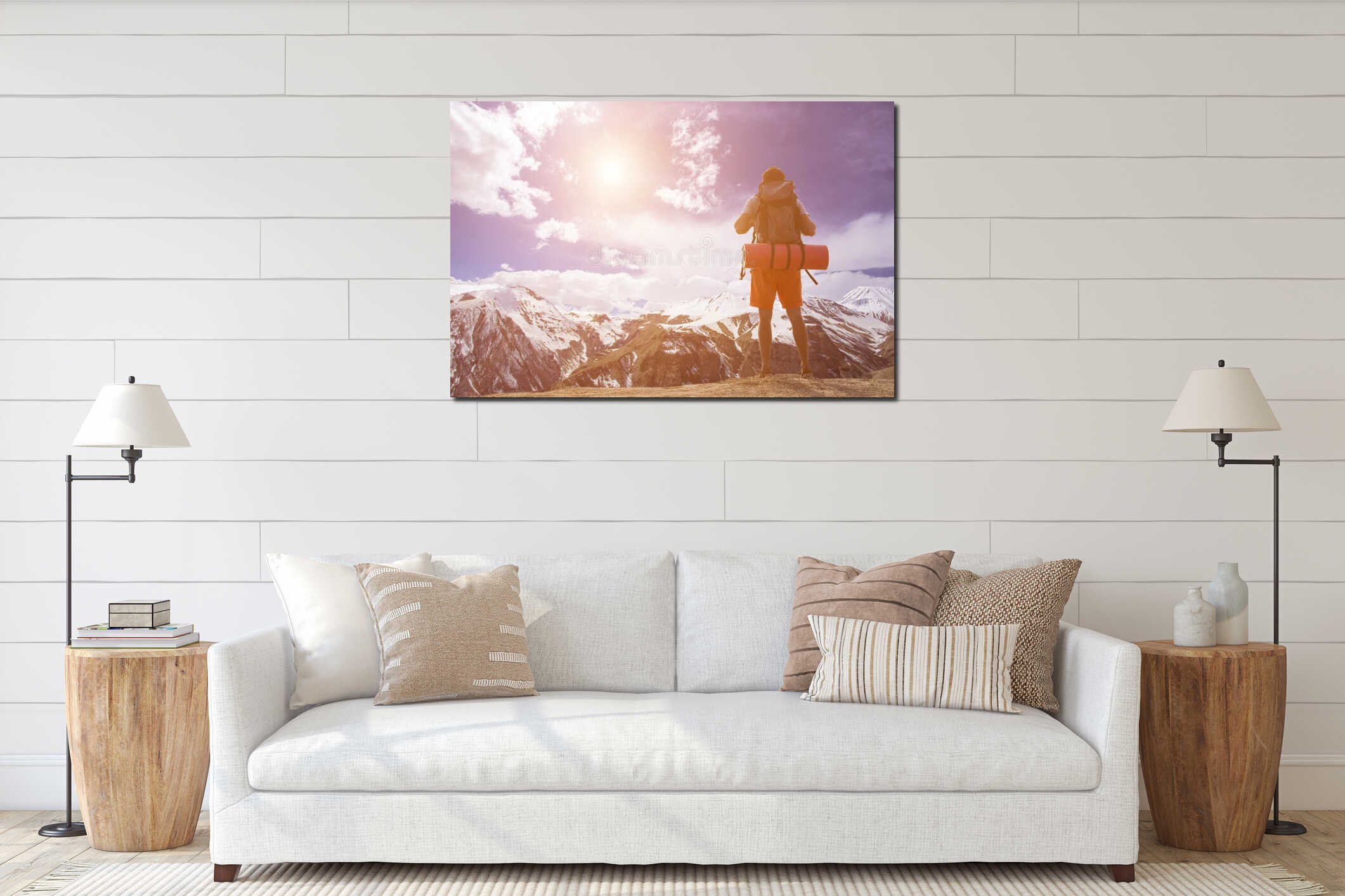 Canvas hanging interior mockup