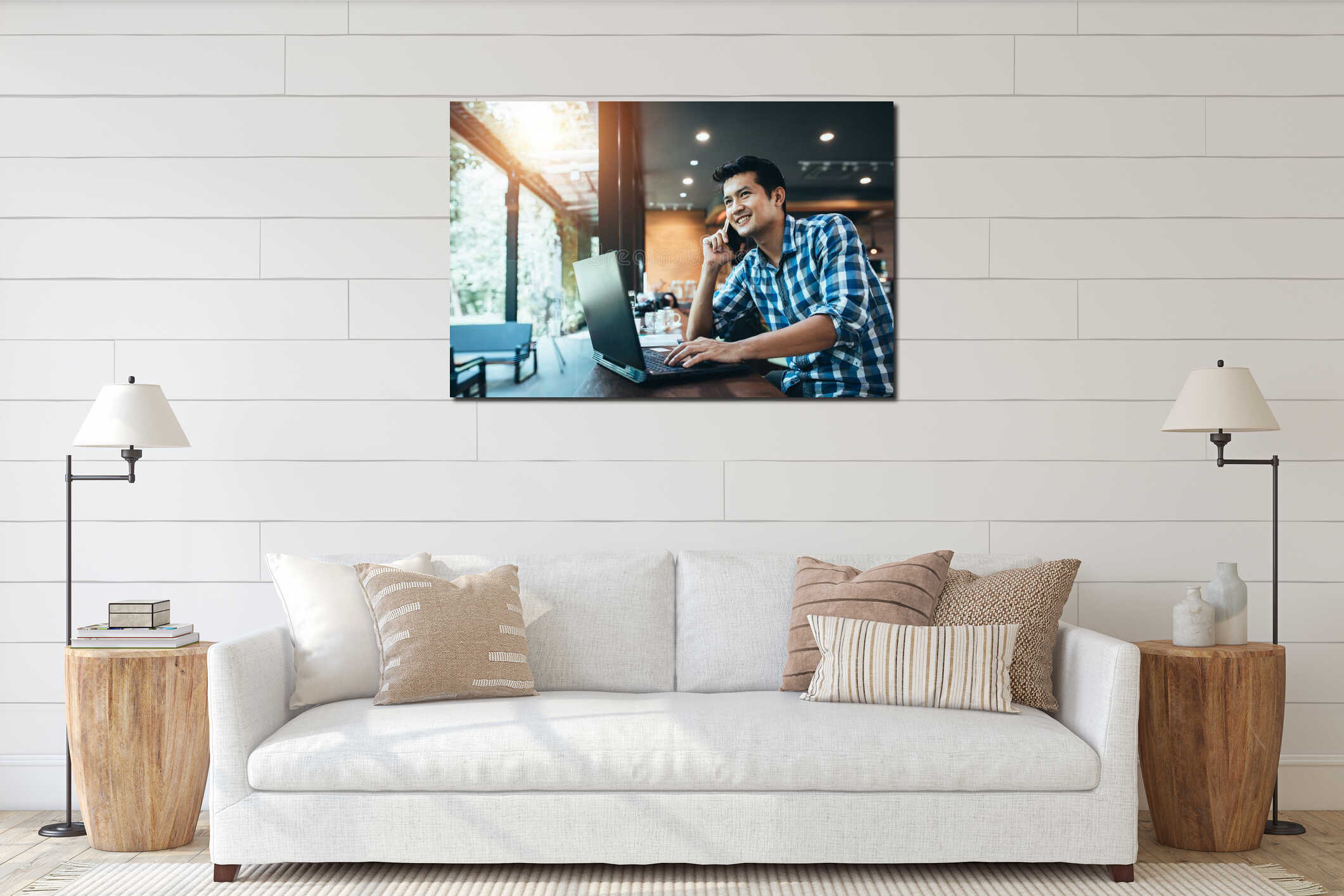 Canvas hanging interior mockup
