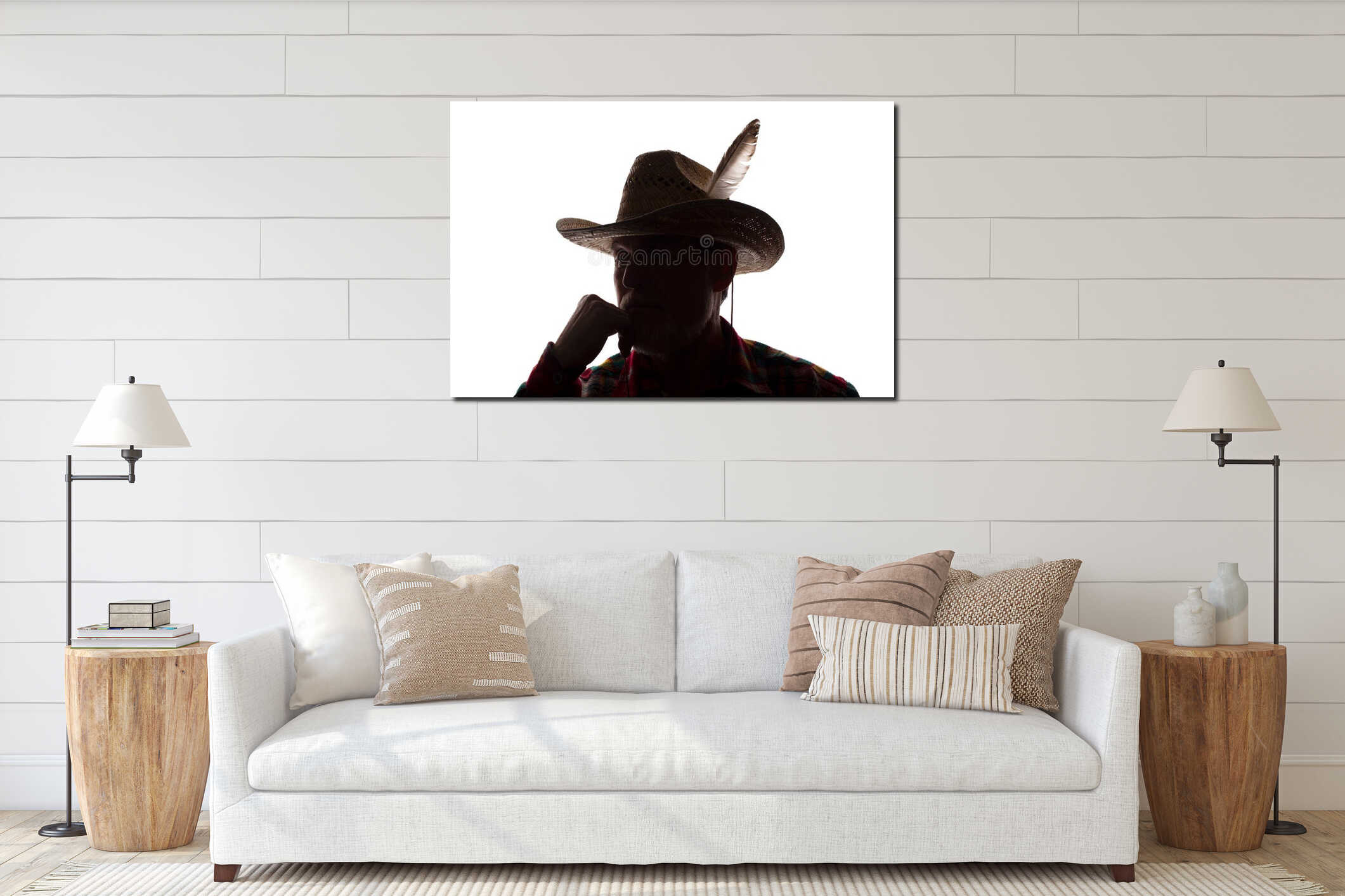 Canvas hanging interior mockup