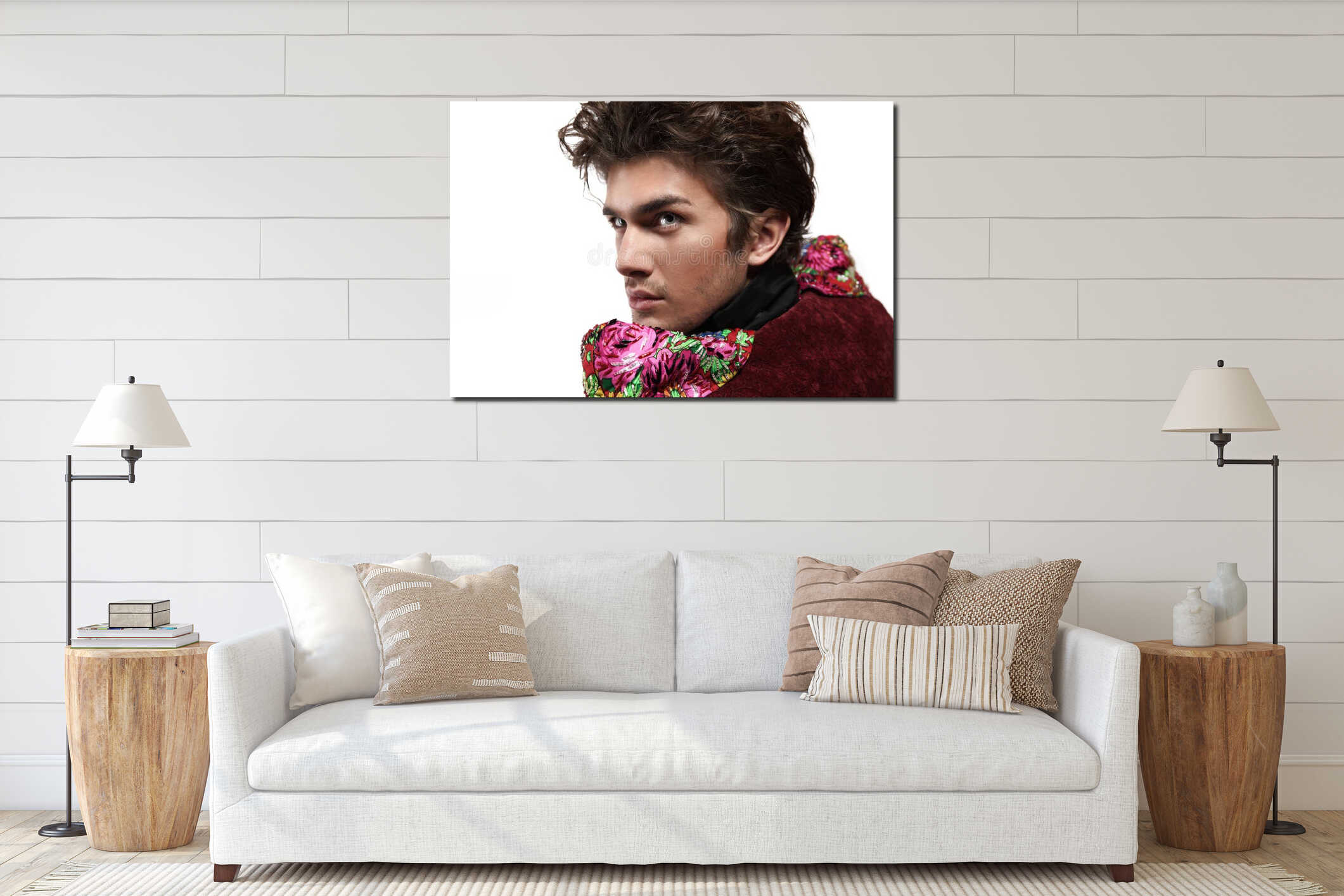 Canvas hanging interior mockup