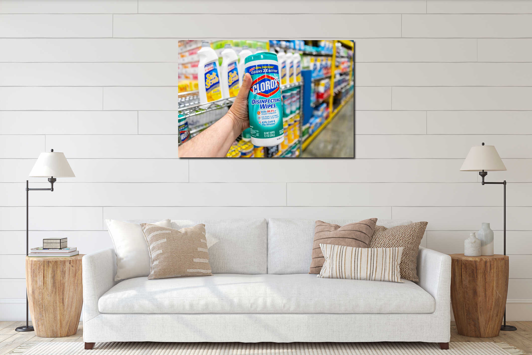 Canvas hanging interior mockup