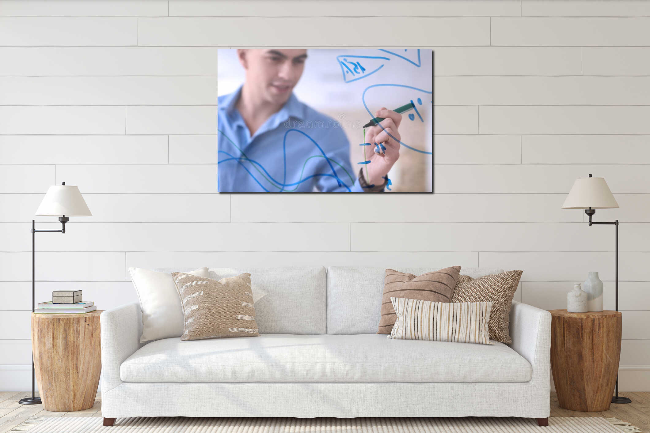 Canvas hanging interior mockup
