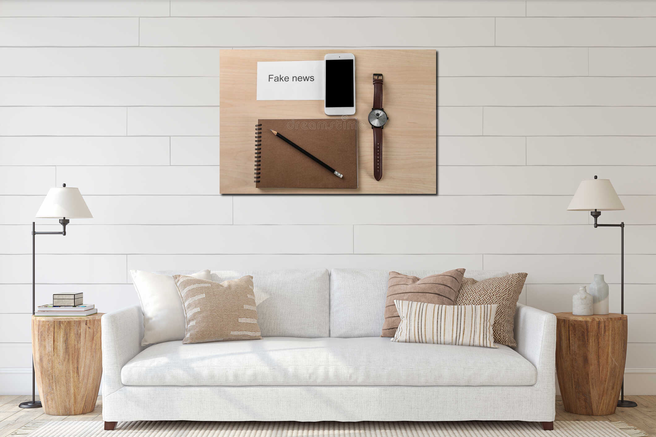 Canvas hanging interior mockup