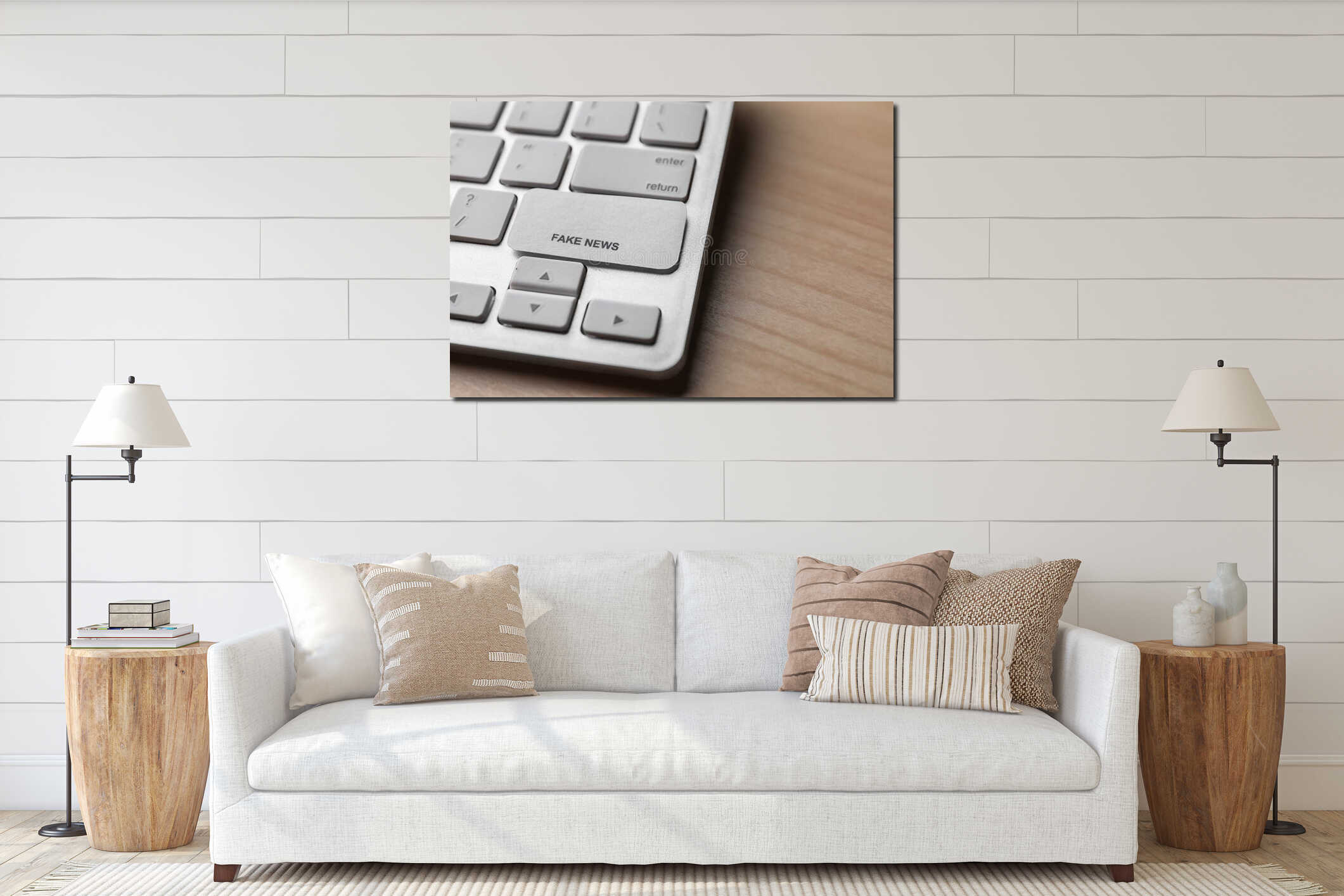 Canvas hanging interior mockup