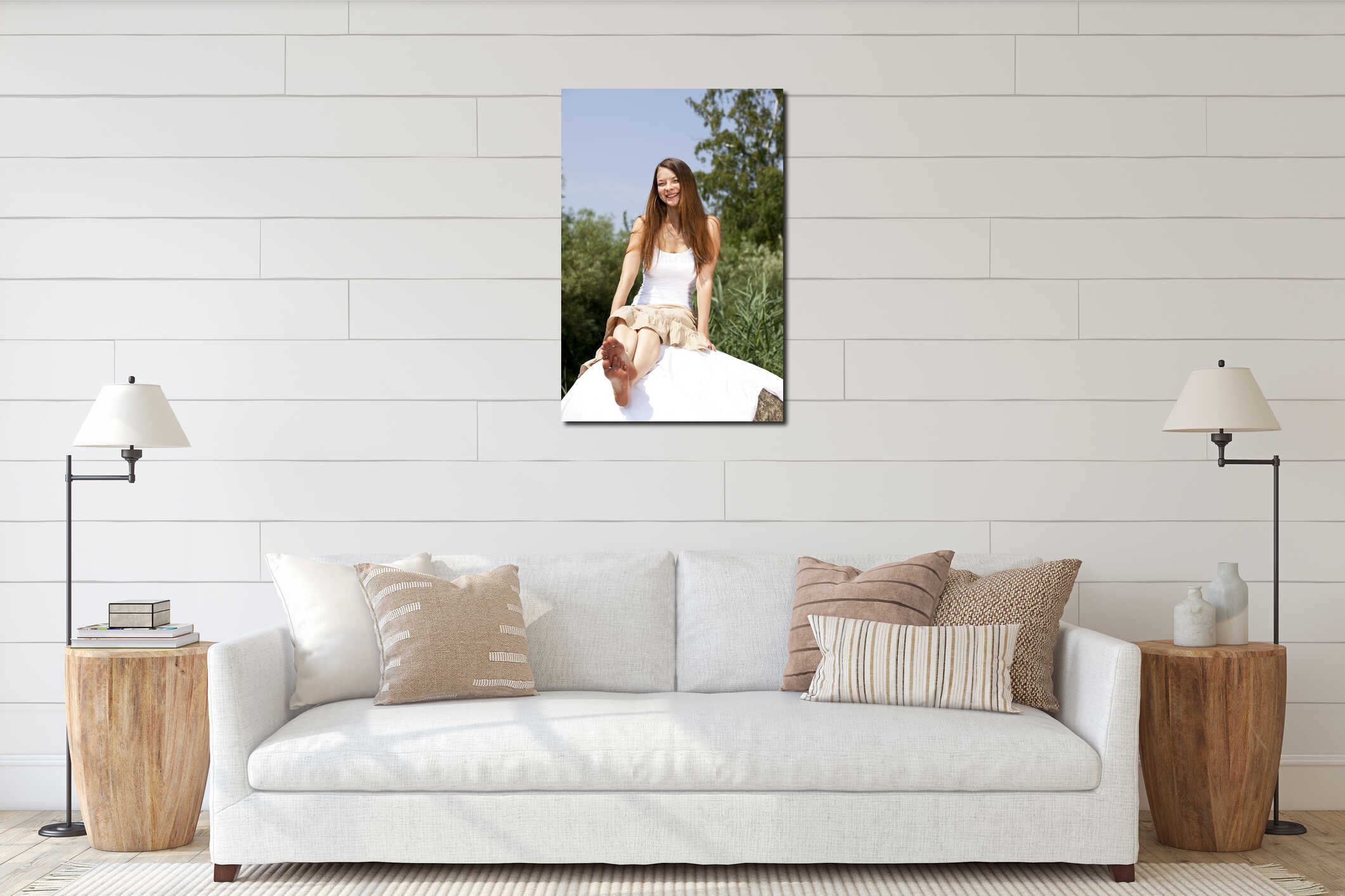 Canvas hanging interior mockup