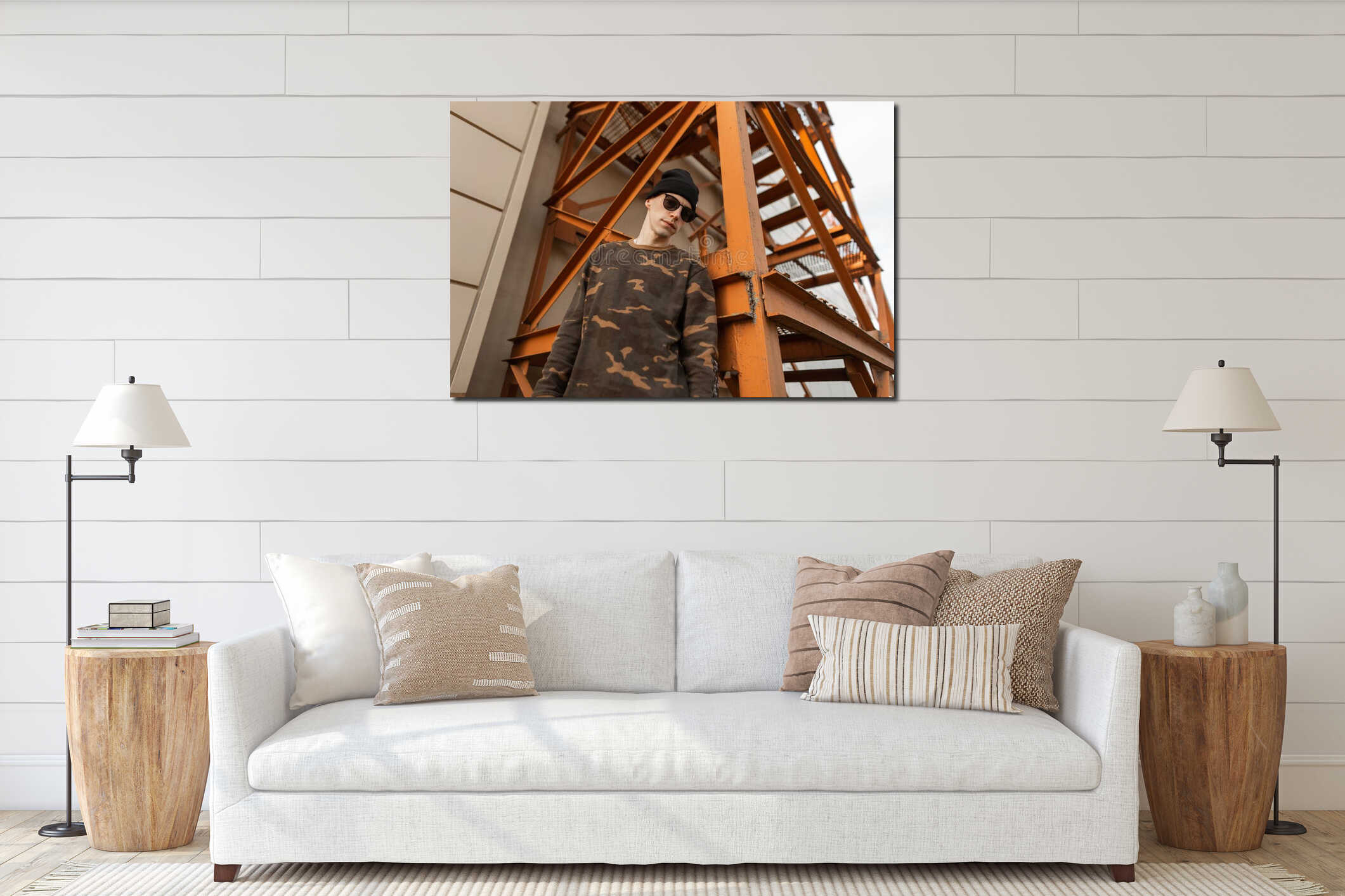 Canvas hanging interior mockup