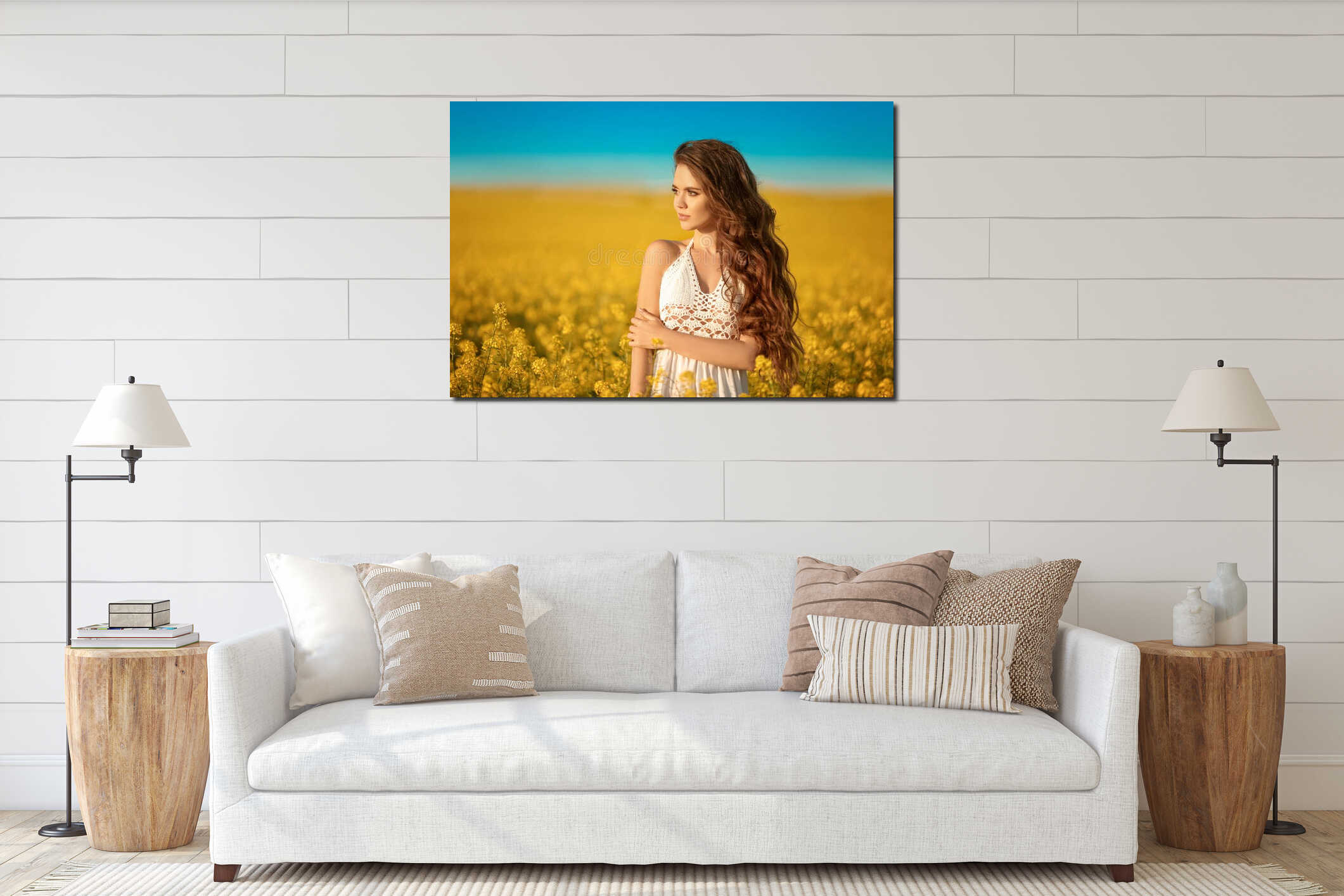 Canvas hanging interior mockup