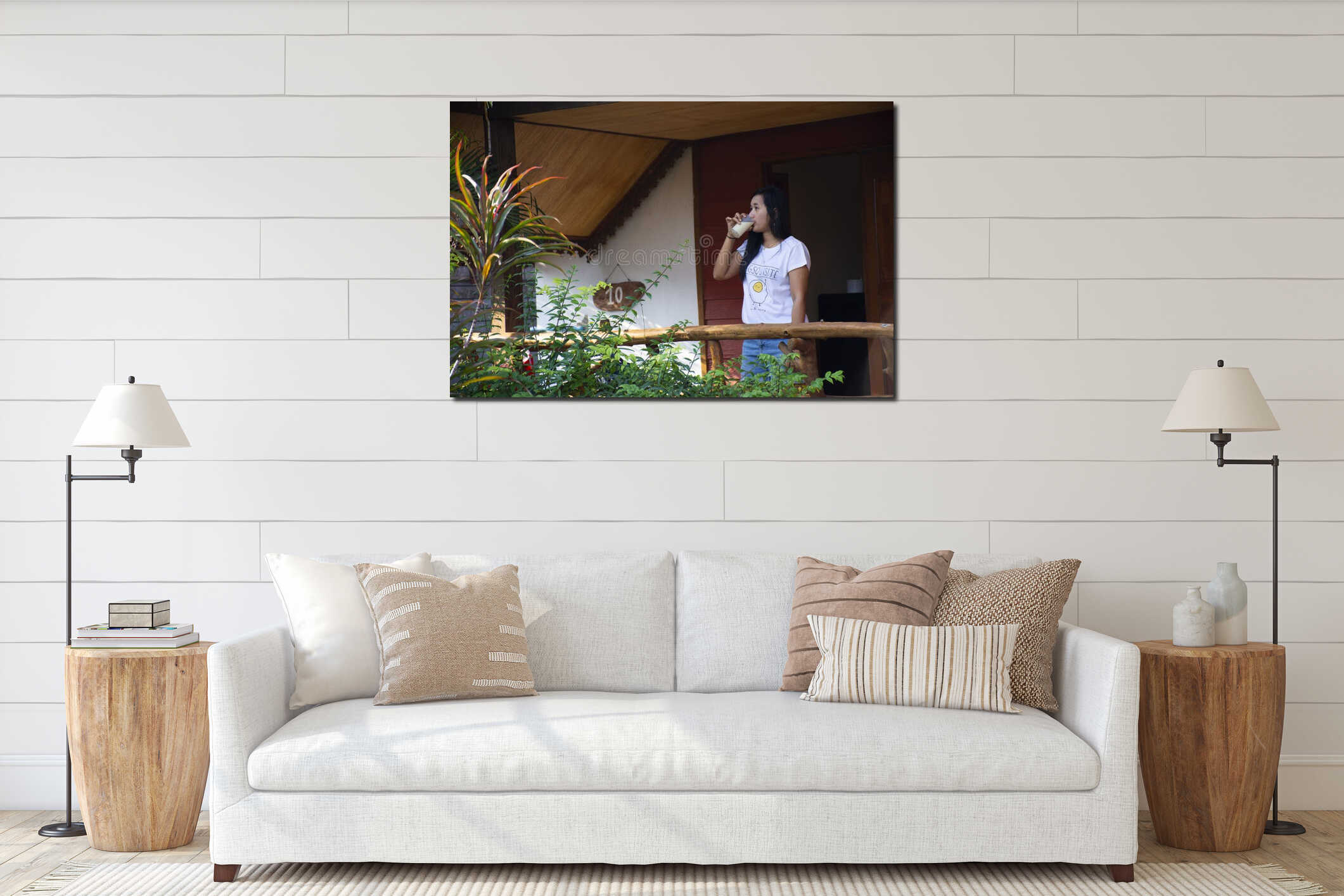 Canvas hanging interior mockup