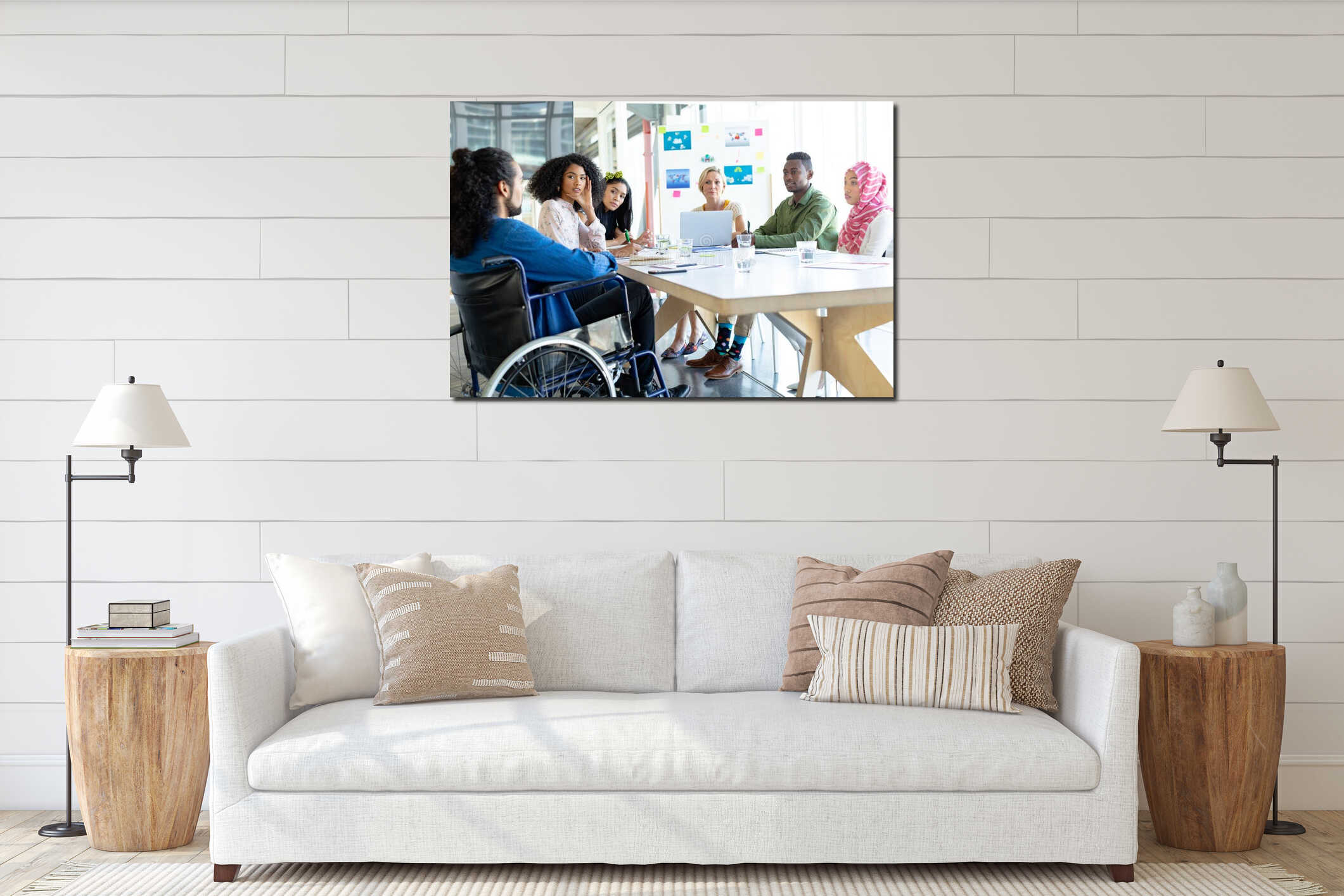 Canvas hanging interior mockup