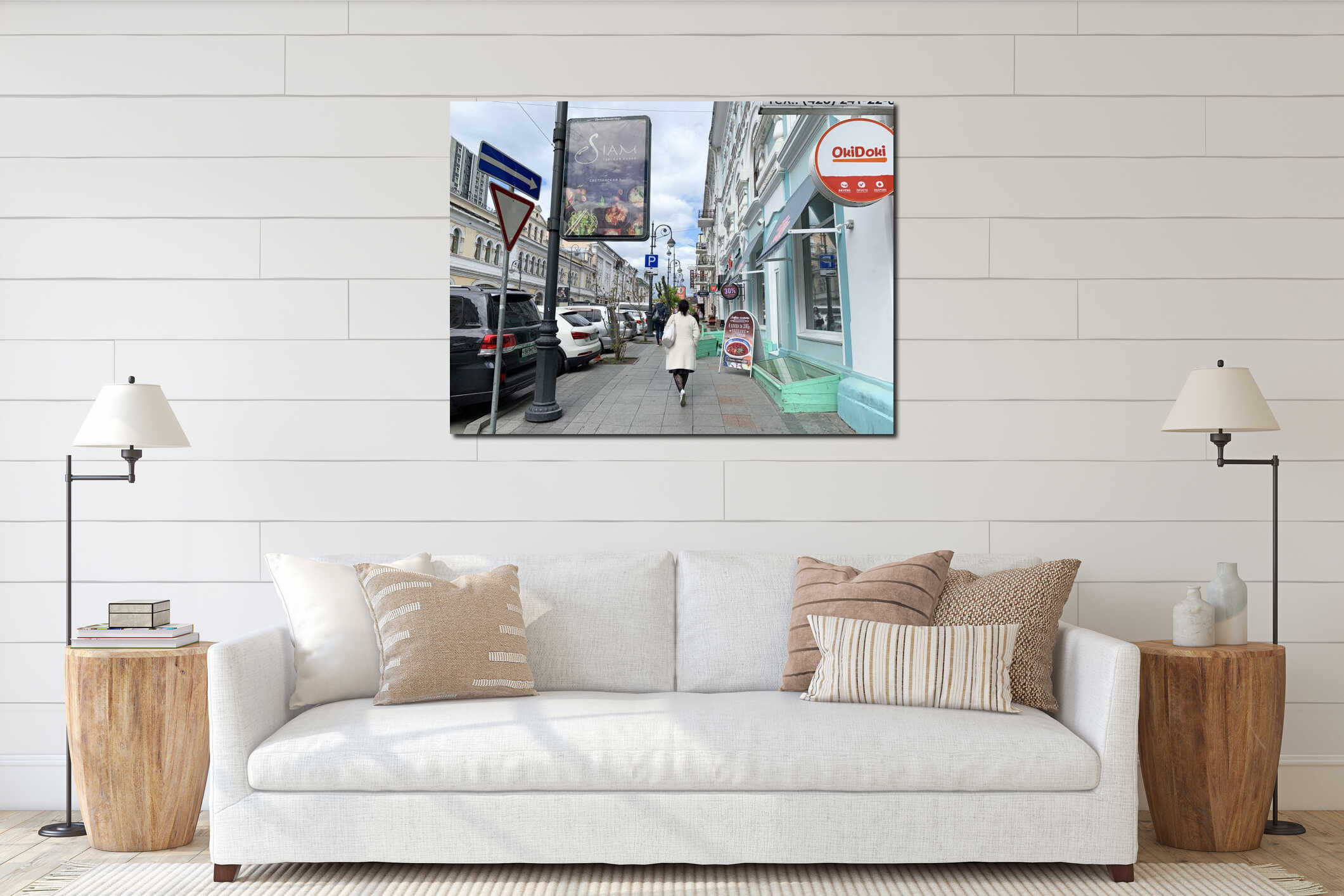 Canvas hanging interior mockup