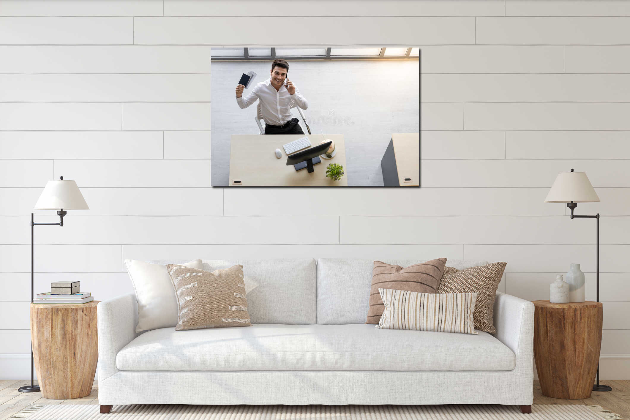 Canvas hanging interior mockup