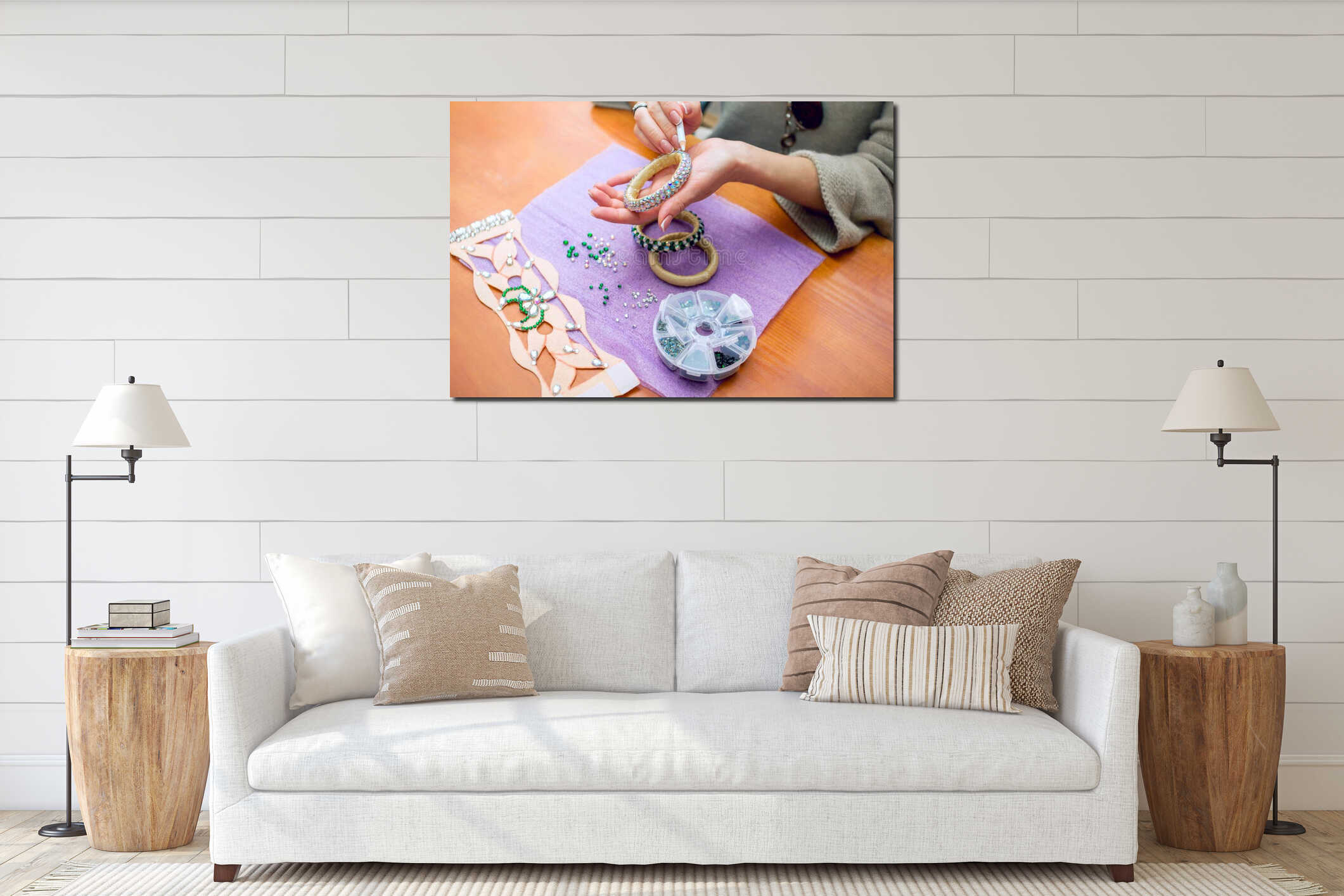 Canvas hanging interior mockup