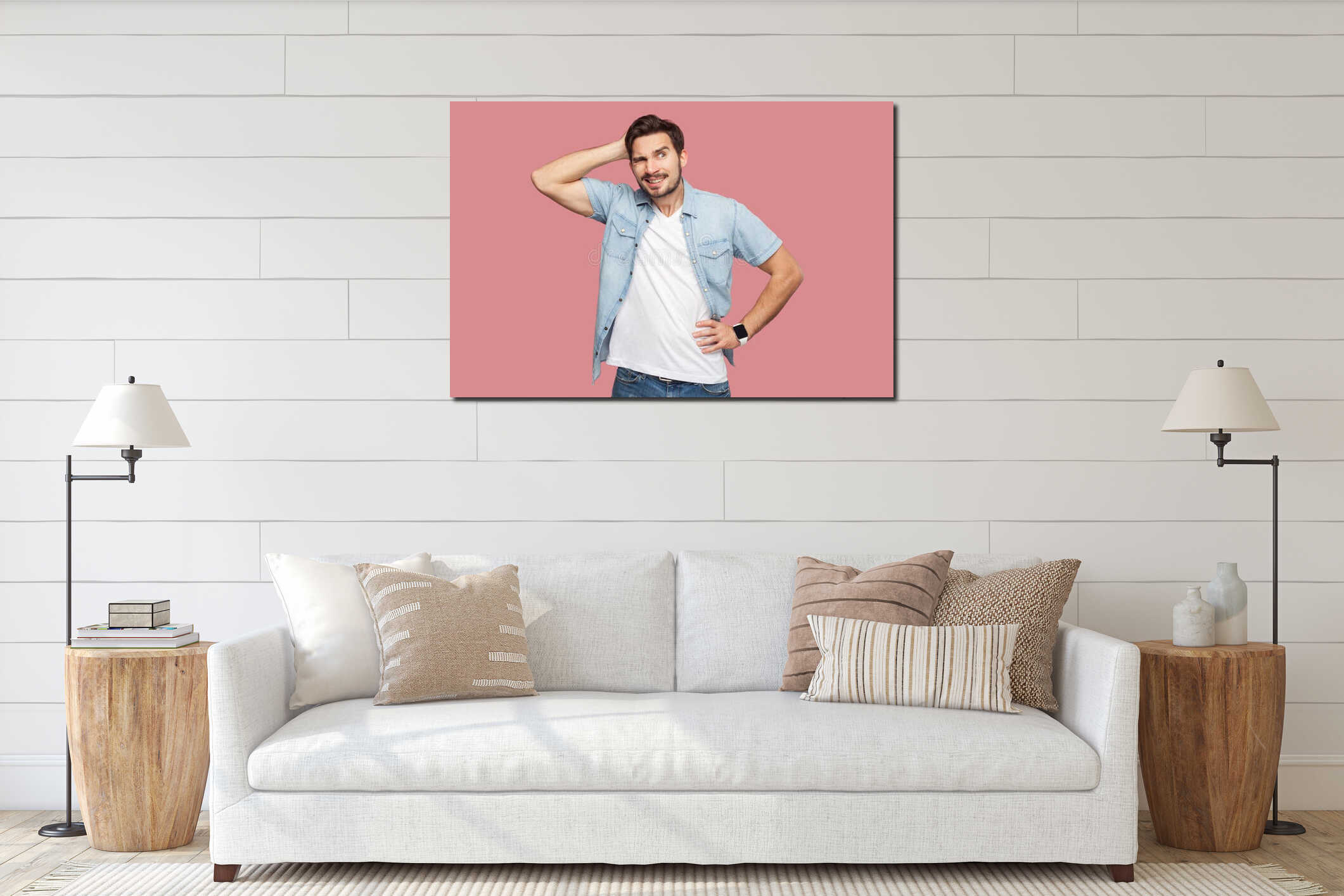 Canvas hanging interior mockup