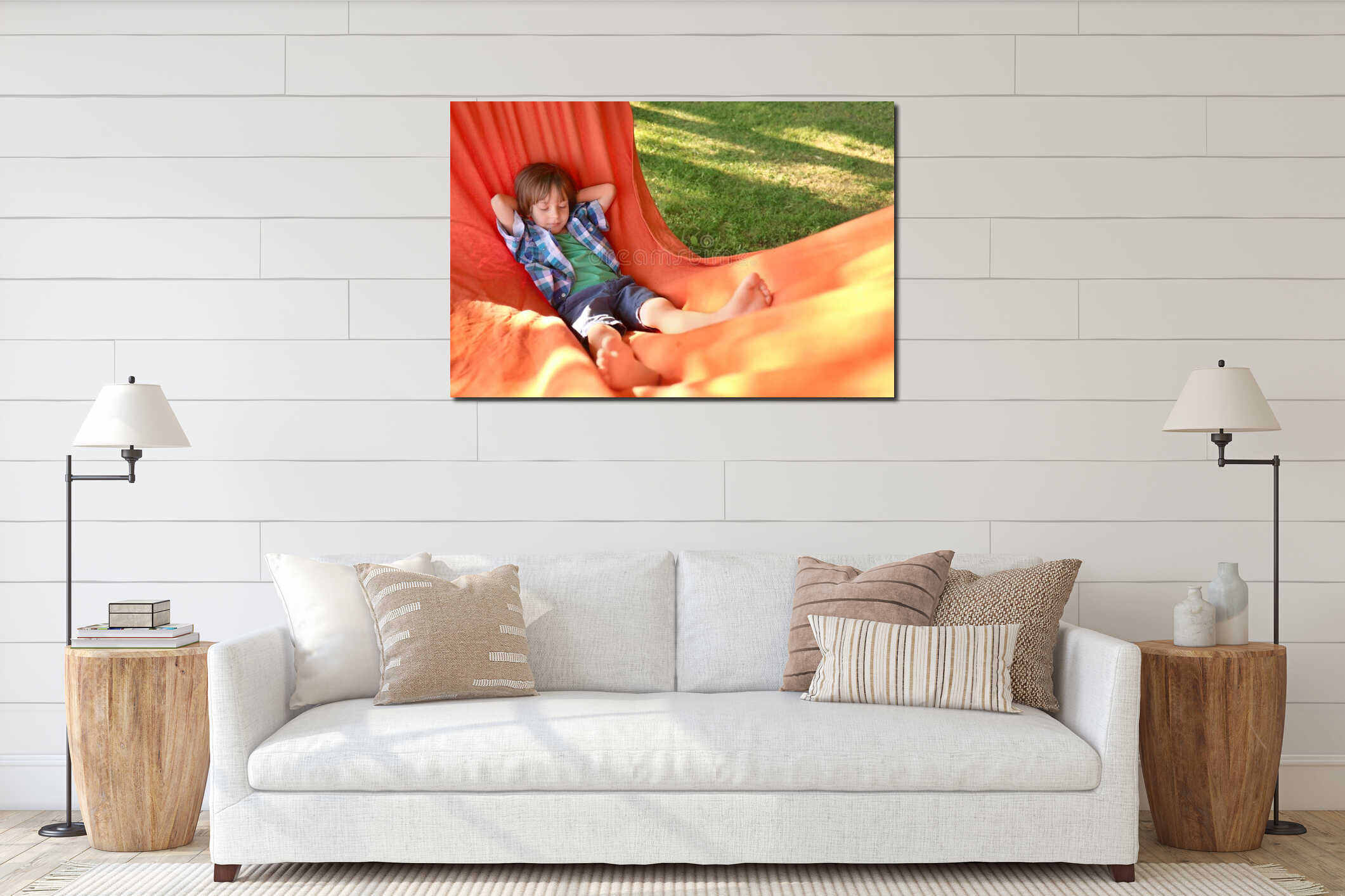 Canvas hanging interior mockup
