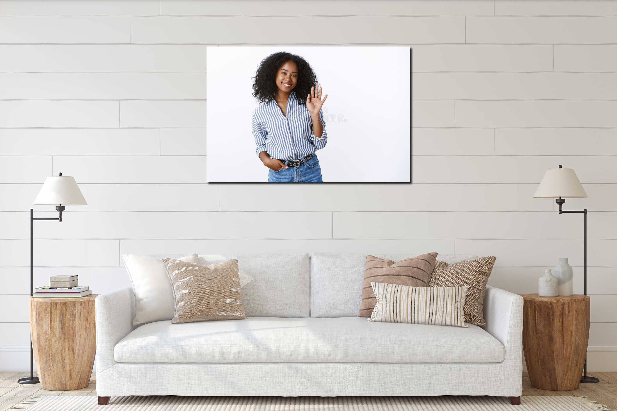 Canvas hanging interior mockup