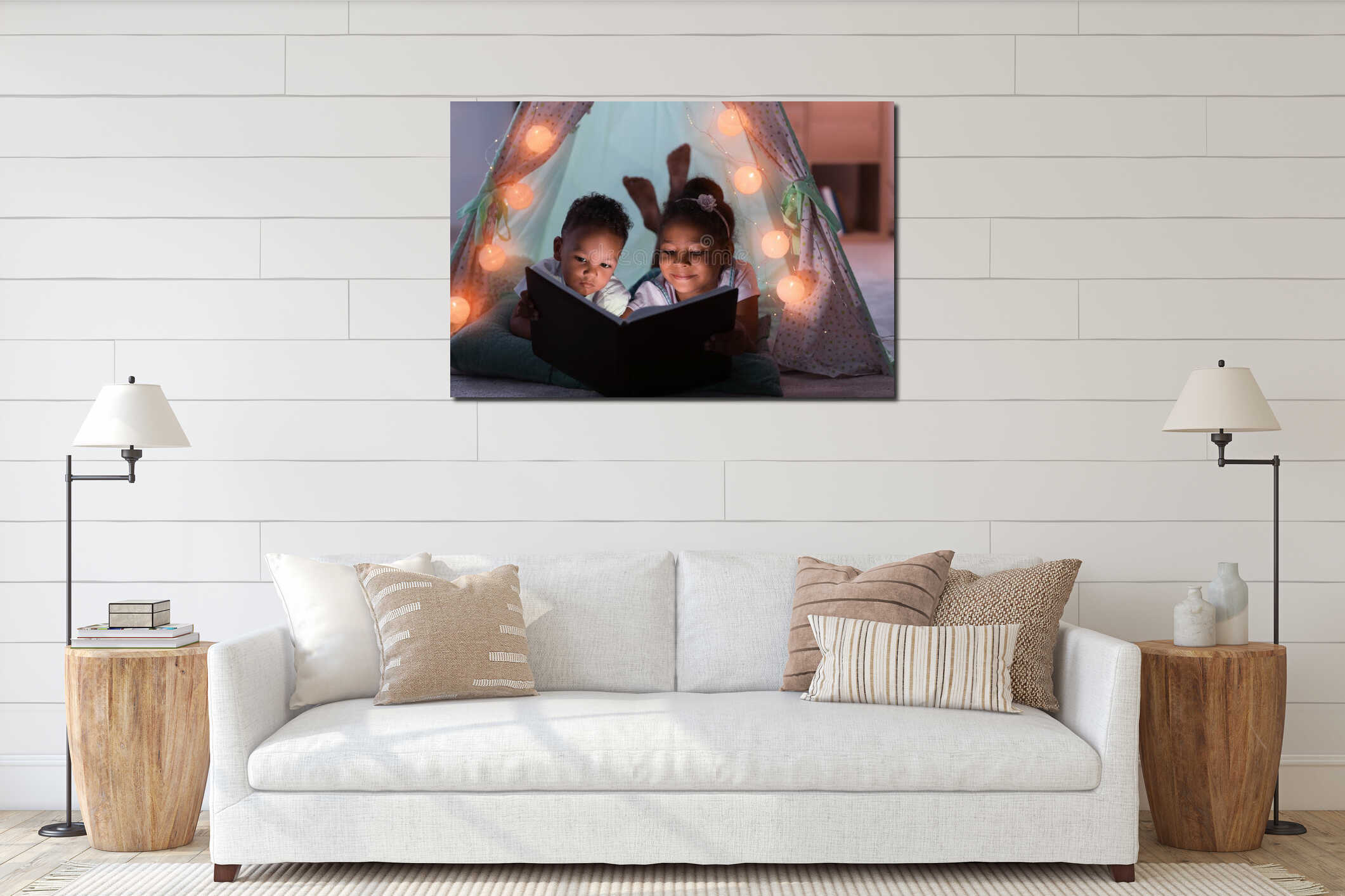 Canvas hanging interior mockup