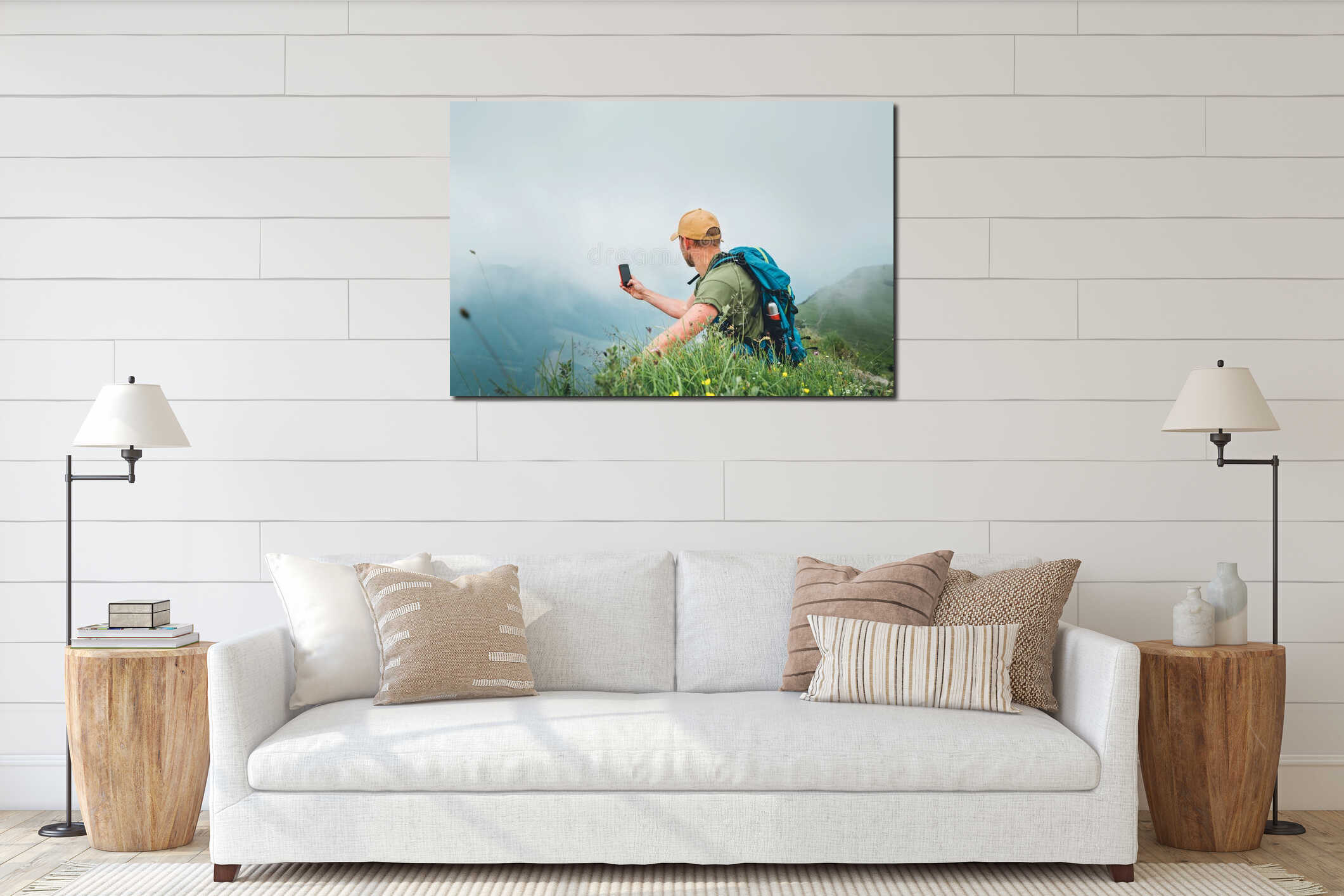 Canvas hanging interior mockup