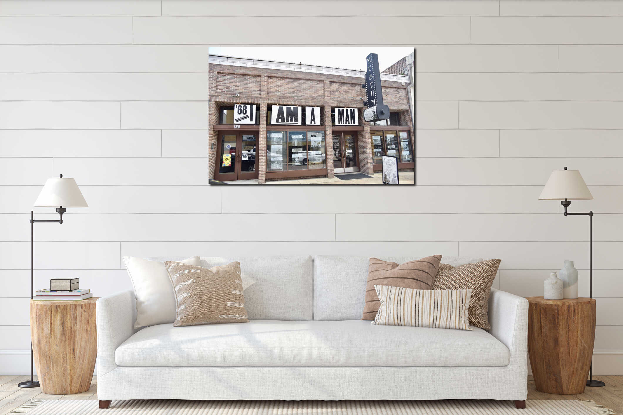 Canvas hanging interior mockup