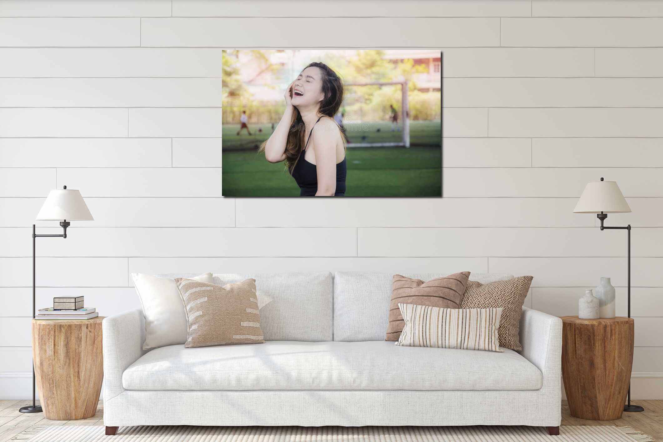 Canvas hanging interior mockup