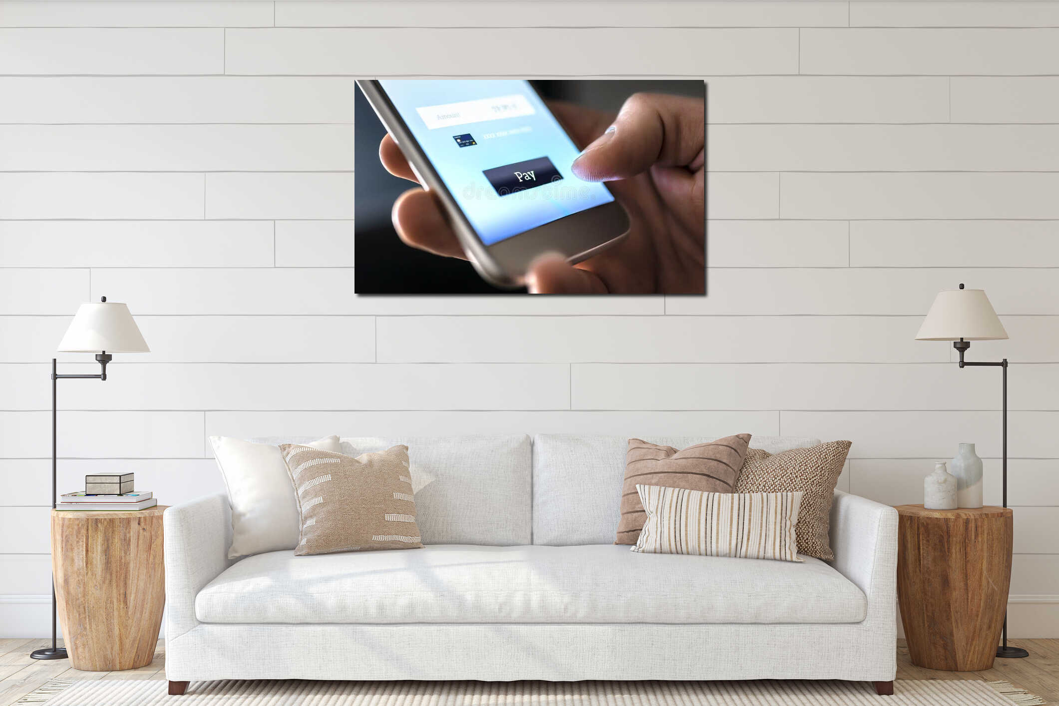 Canvas hanging interior mockup