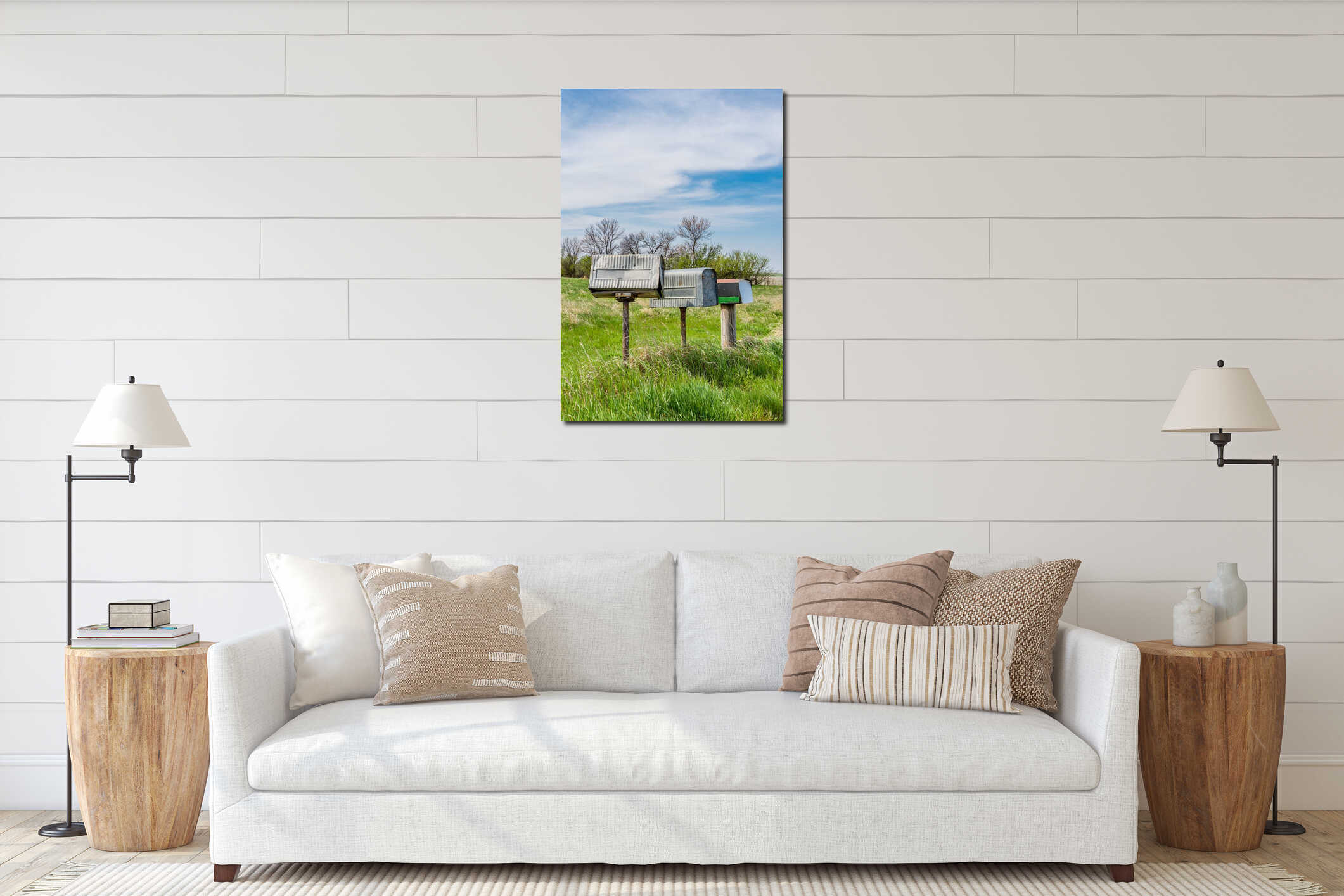 Canvas hanging interior mockup