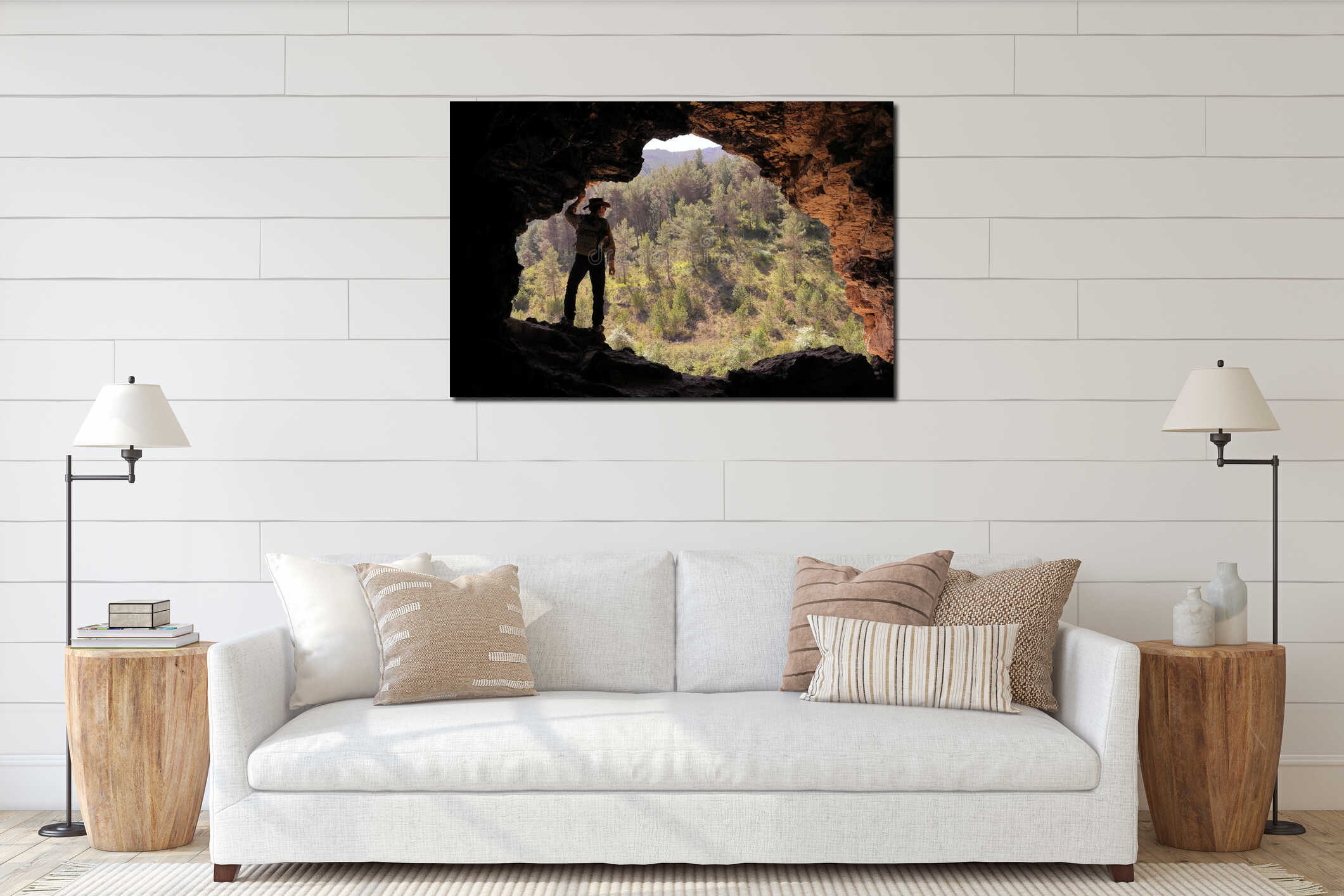 Canvas hanging interior mockup