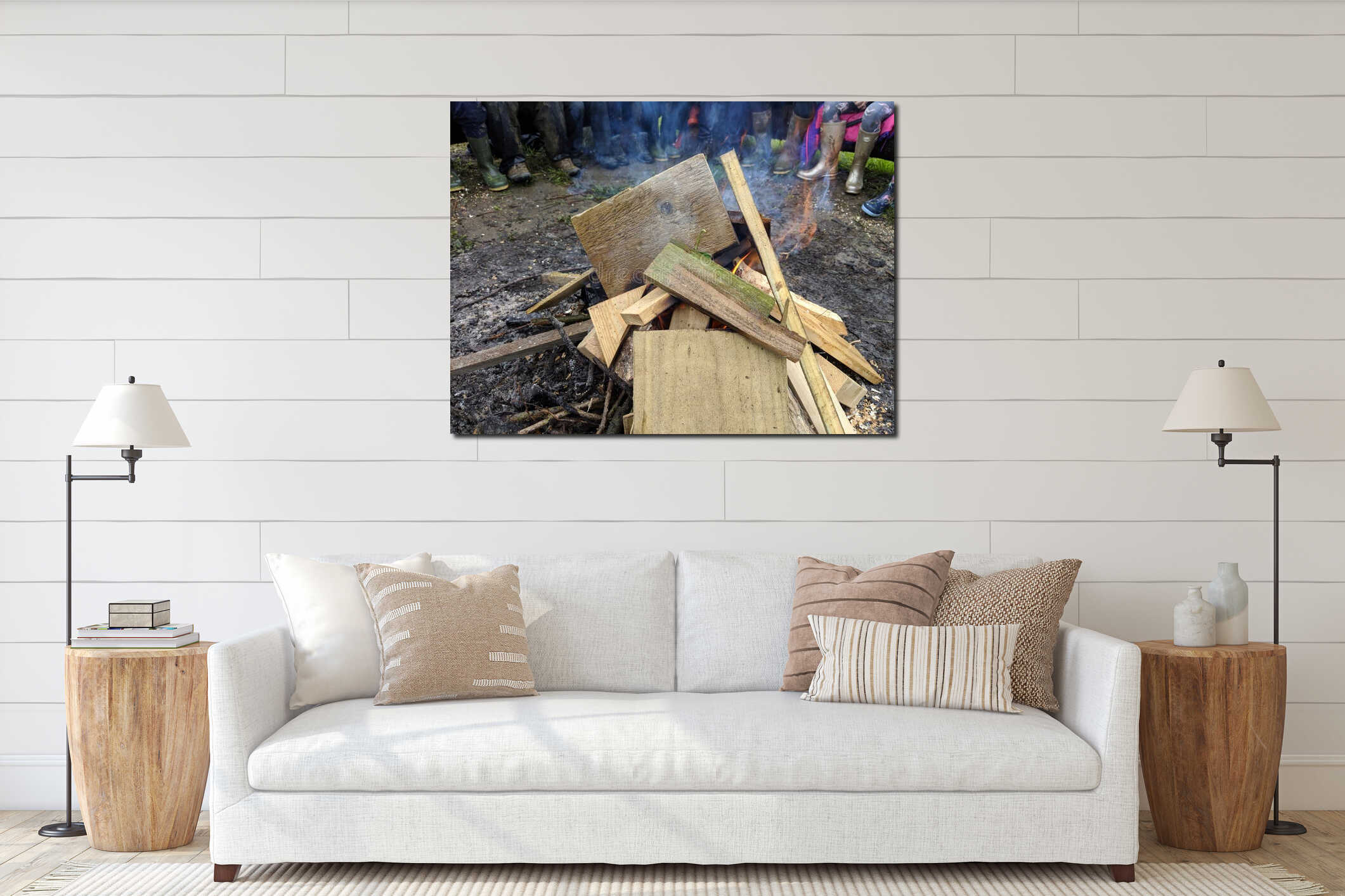 Canvas hanging interior mockup