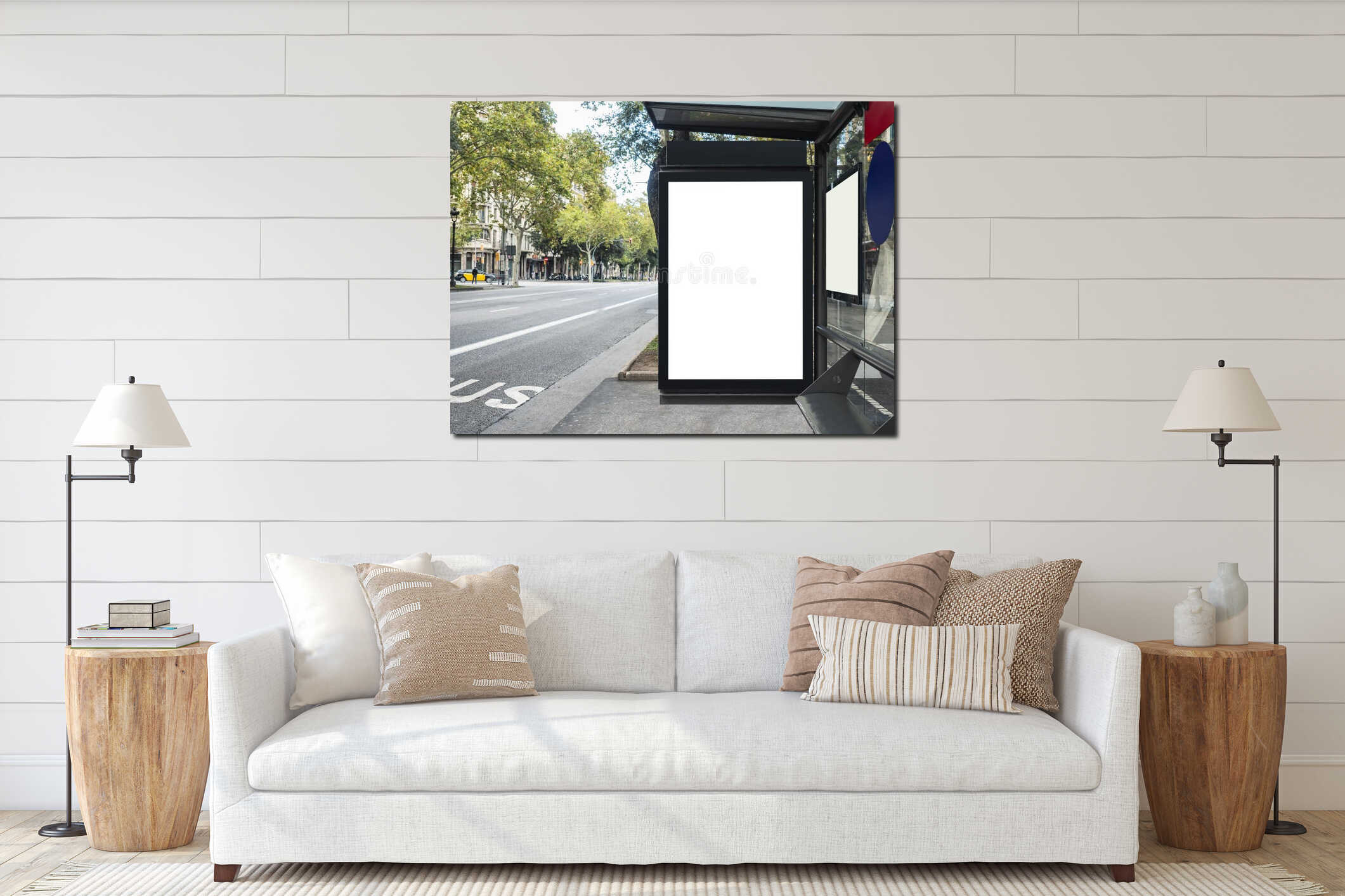 Canvas hanging interior mockup