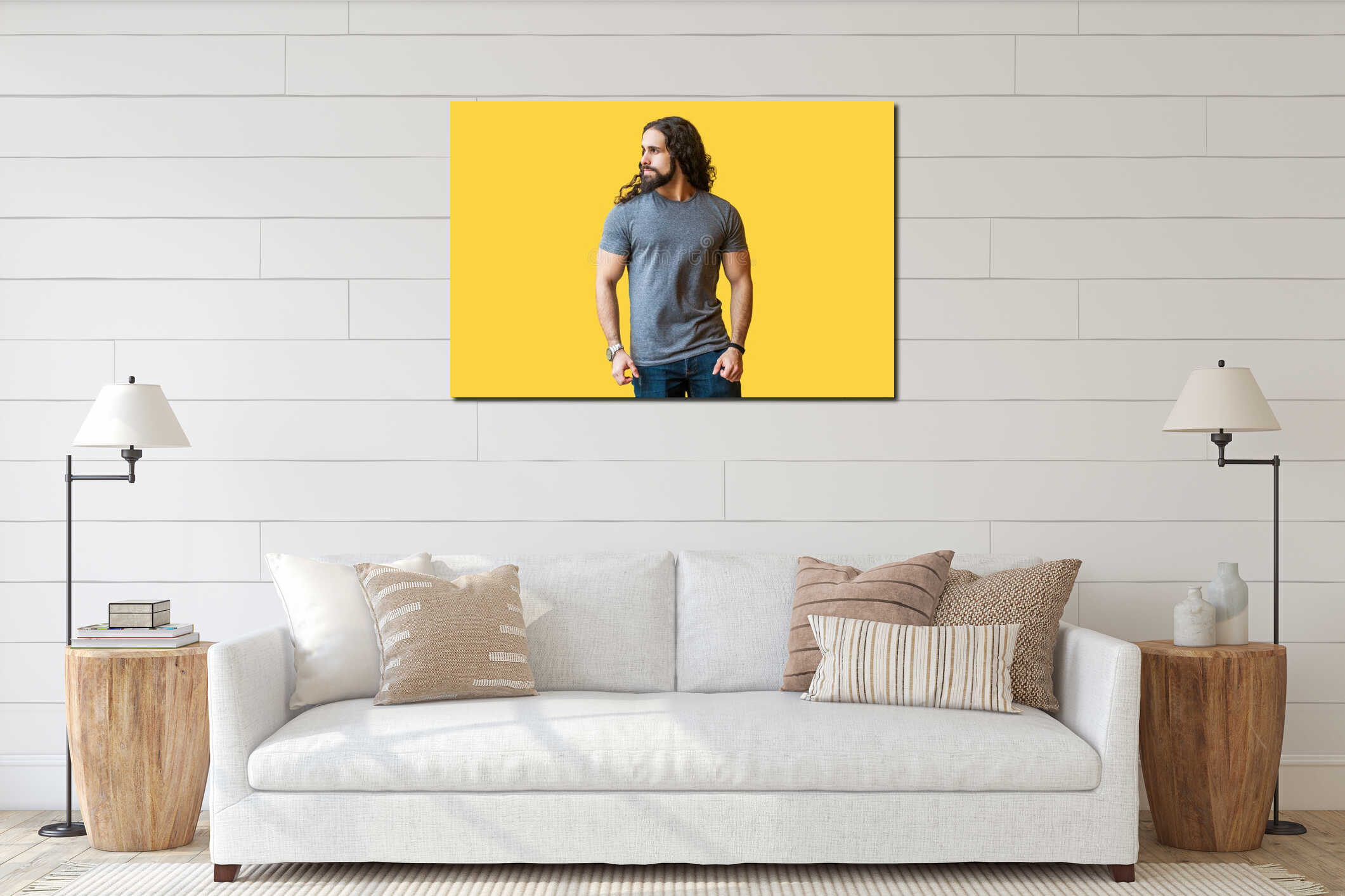 Canvas hanging interior mockup