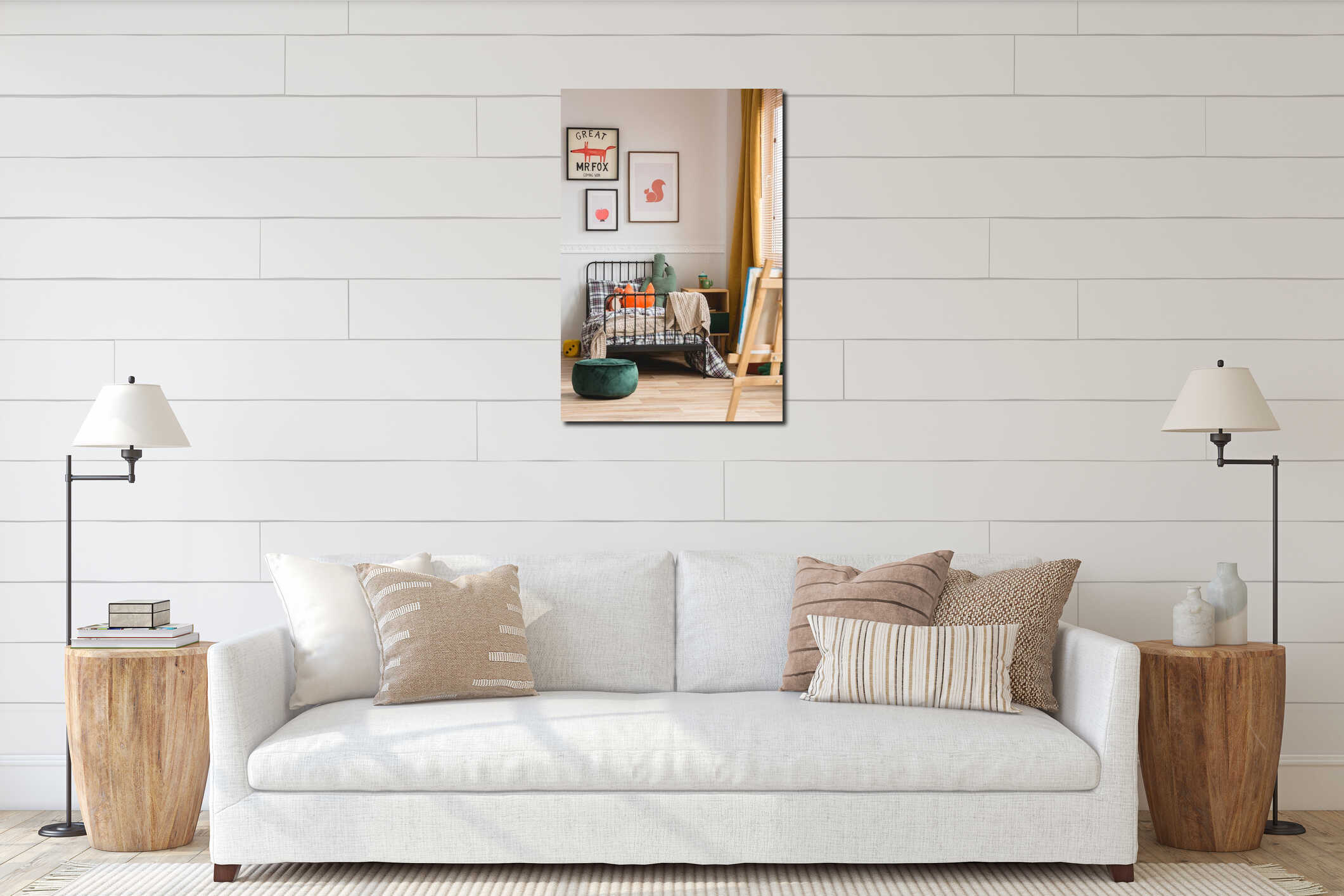 Canvas hanging interior mockup