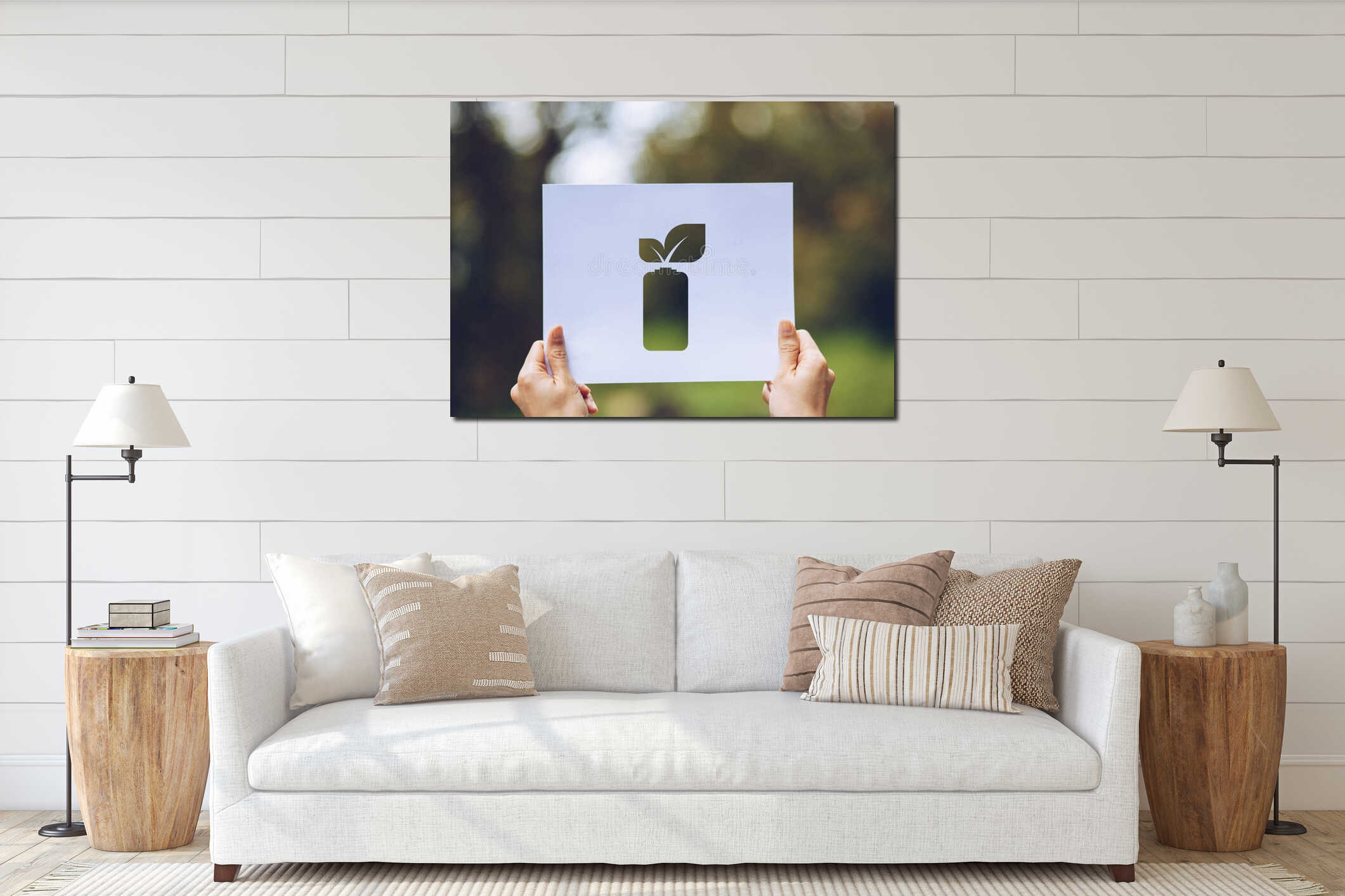 Canvas hanging interior mockup