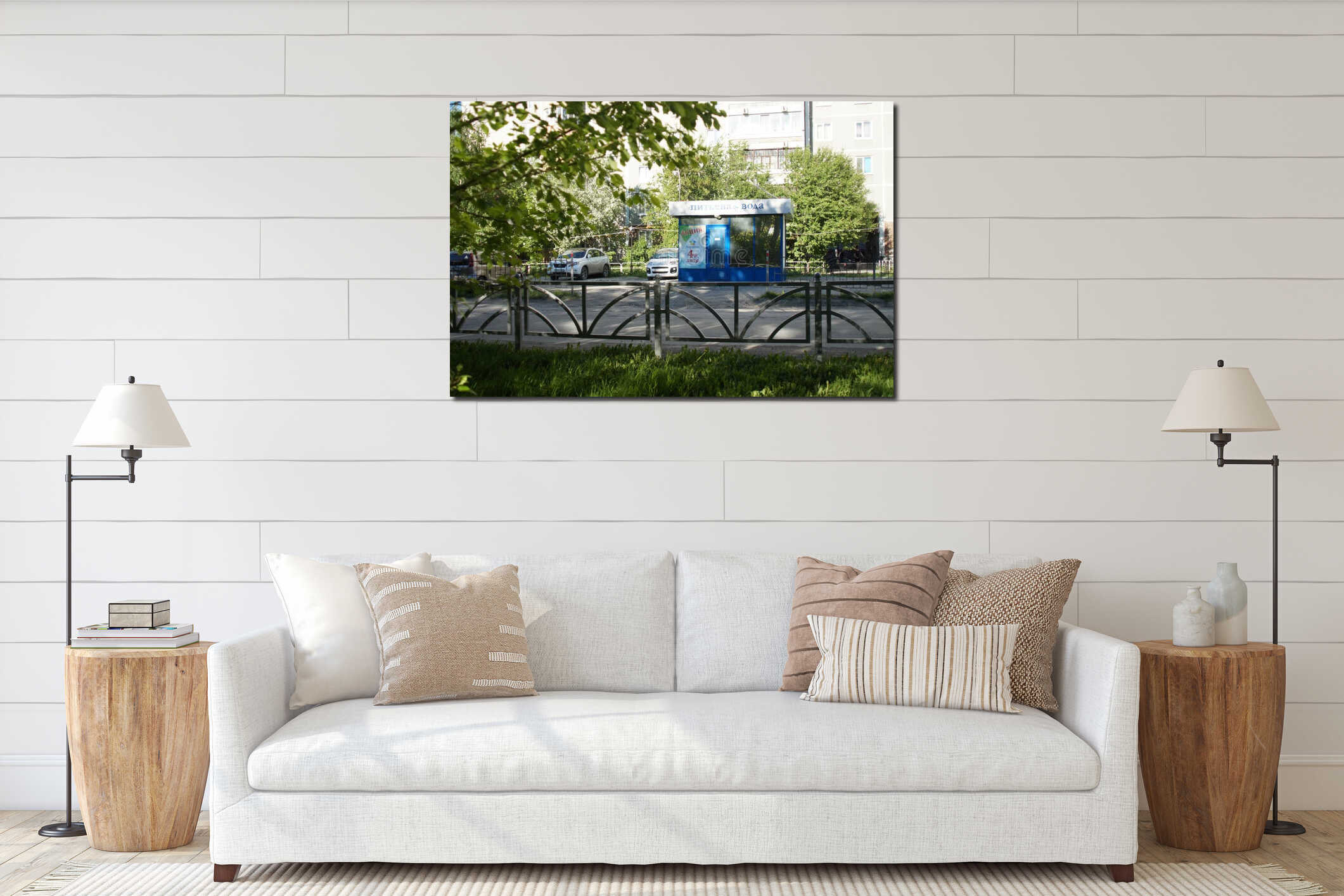 Canvas hanging interior mockup