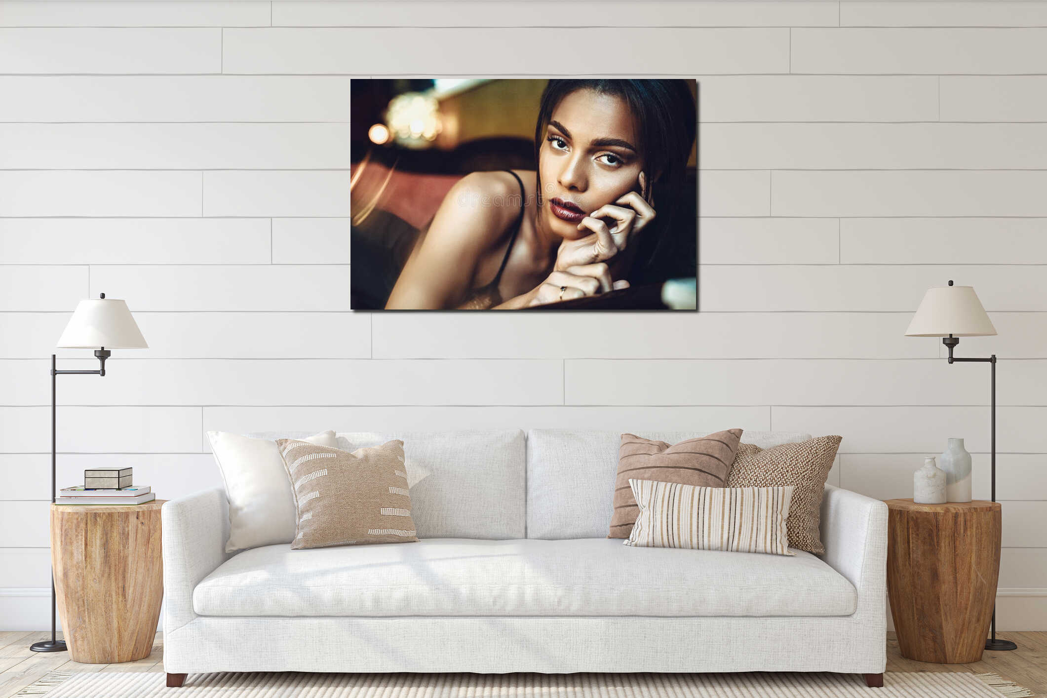 Canvas hanging interior mockup