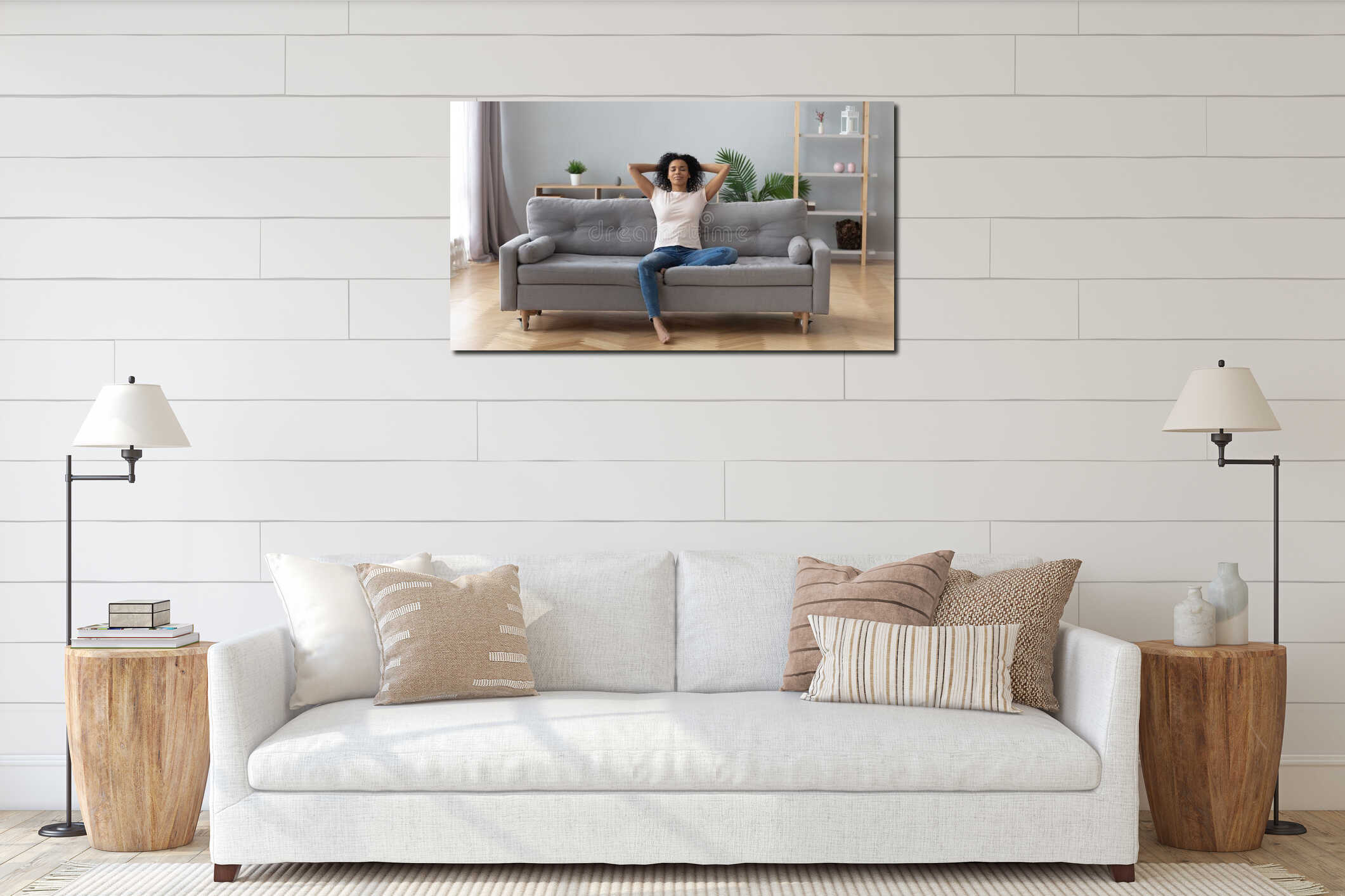 Canvas hanging interior mockup