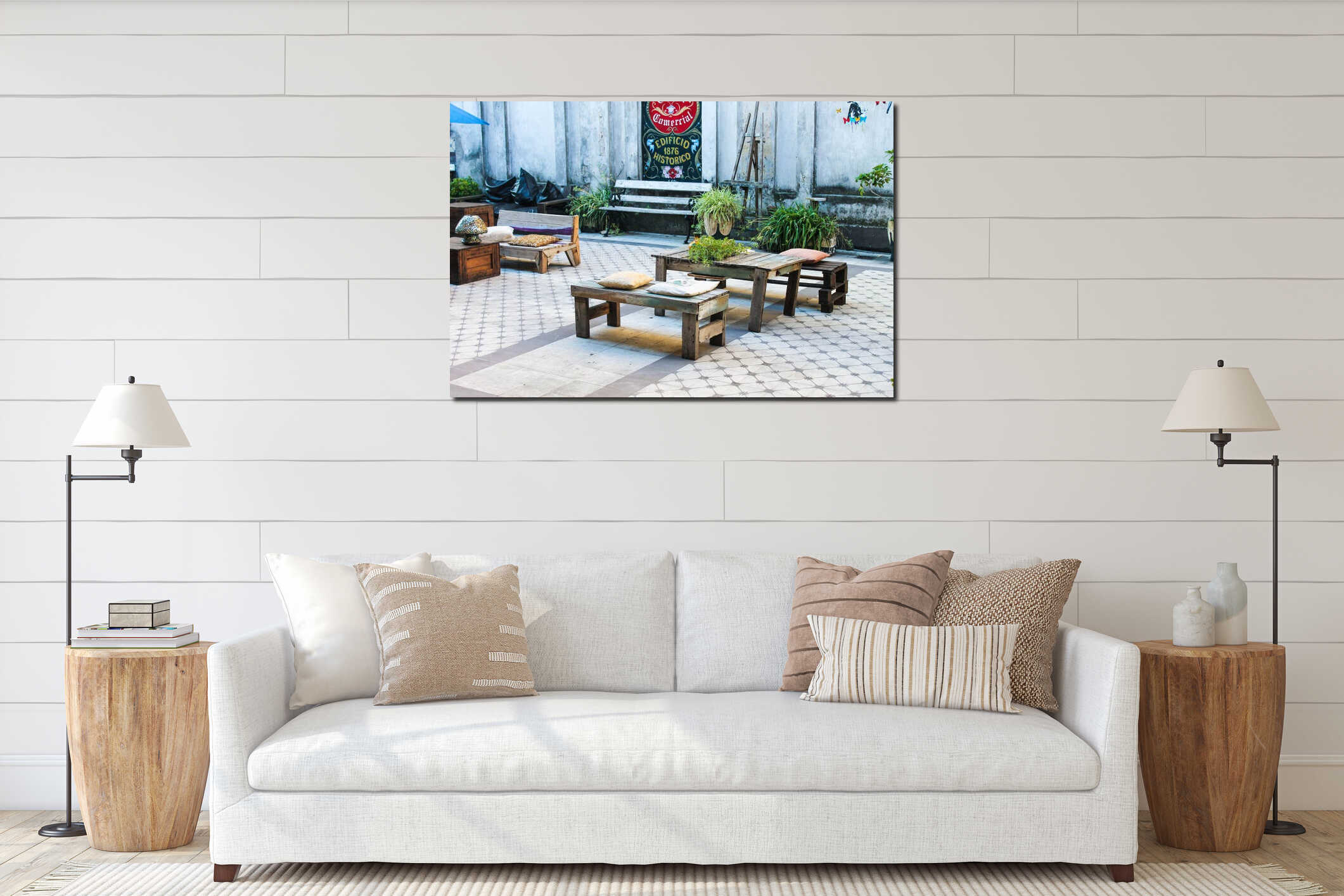 Canvas hanging interior mockup