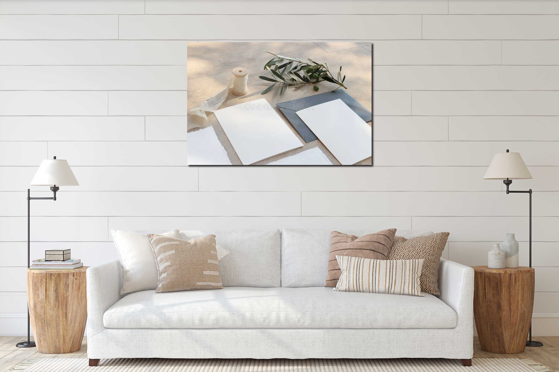 Canvas hanging interior mockup