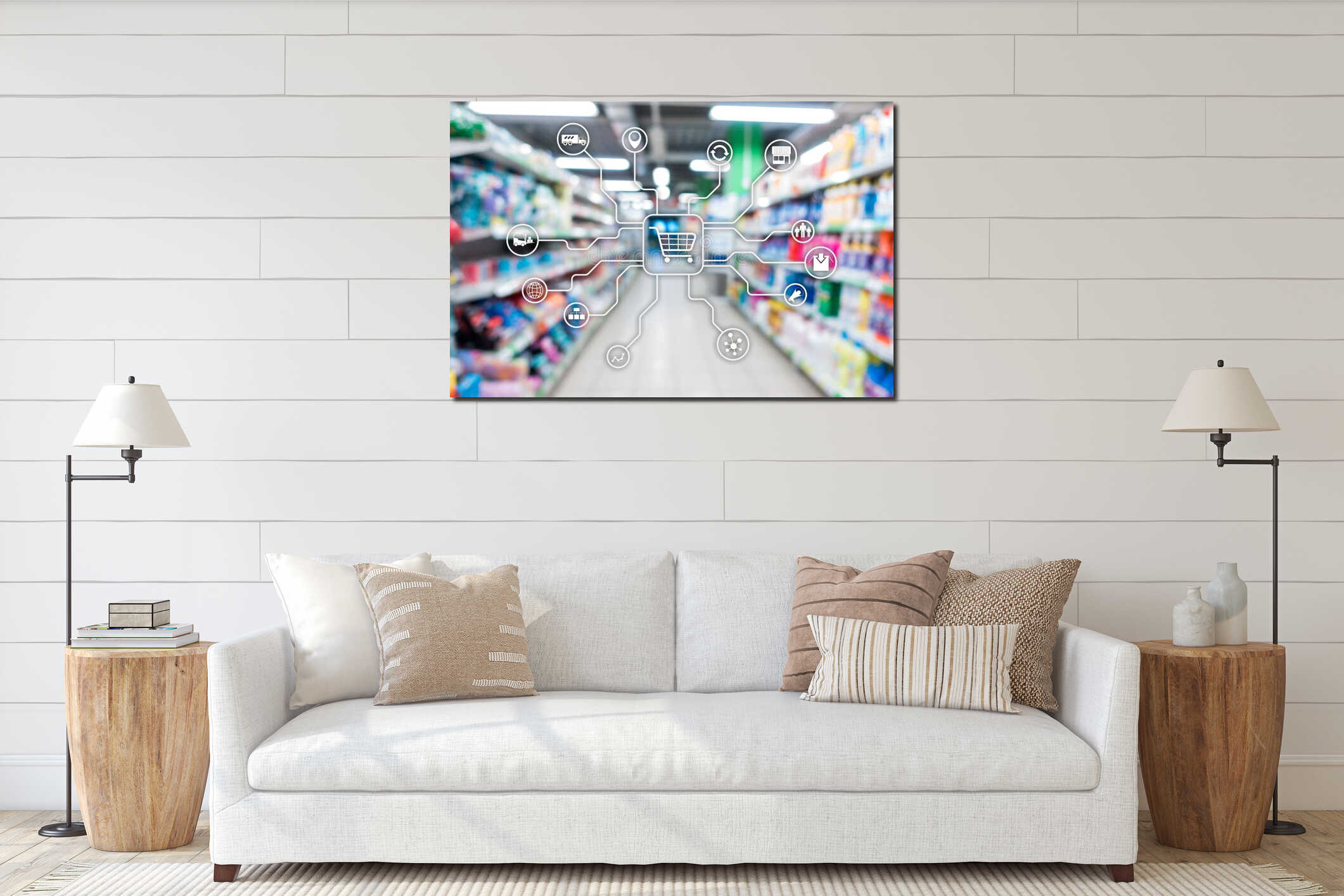 Canvas hanging interior mockup