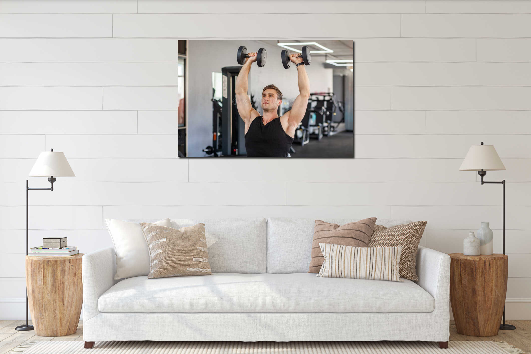 Canvas hanging interior mockup