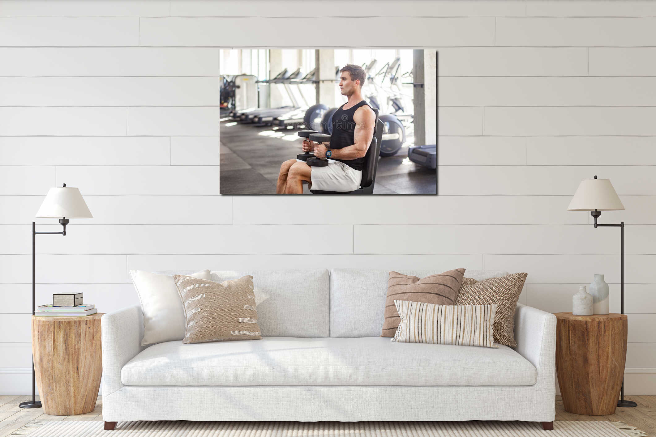 Canvas hanging interior mockup
