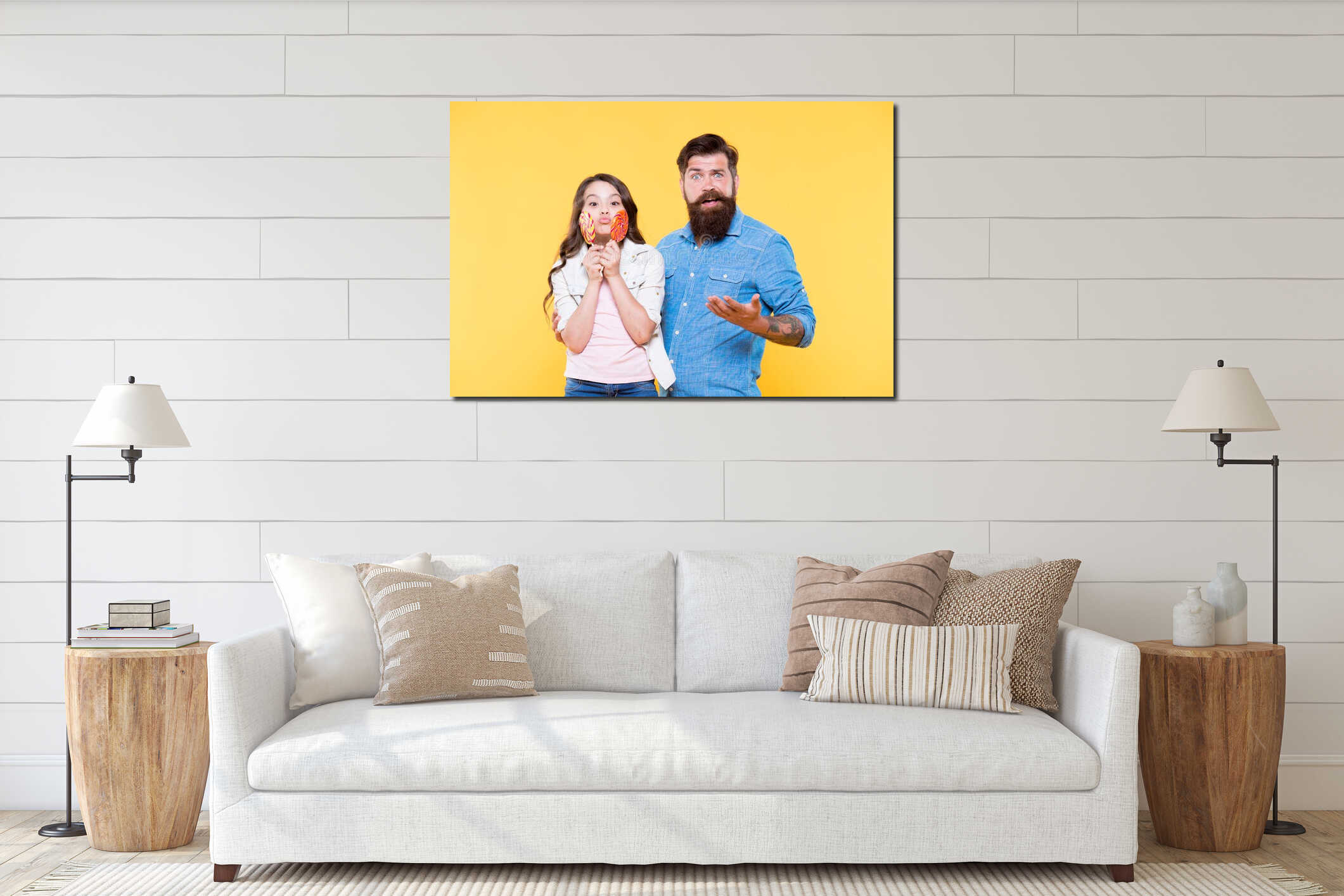 Canvas hanging interior mockup