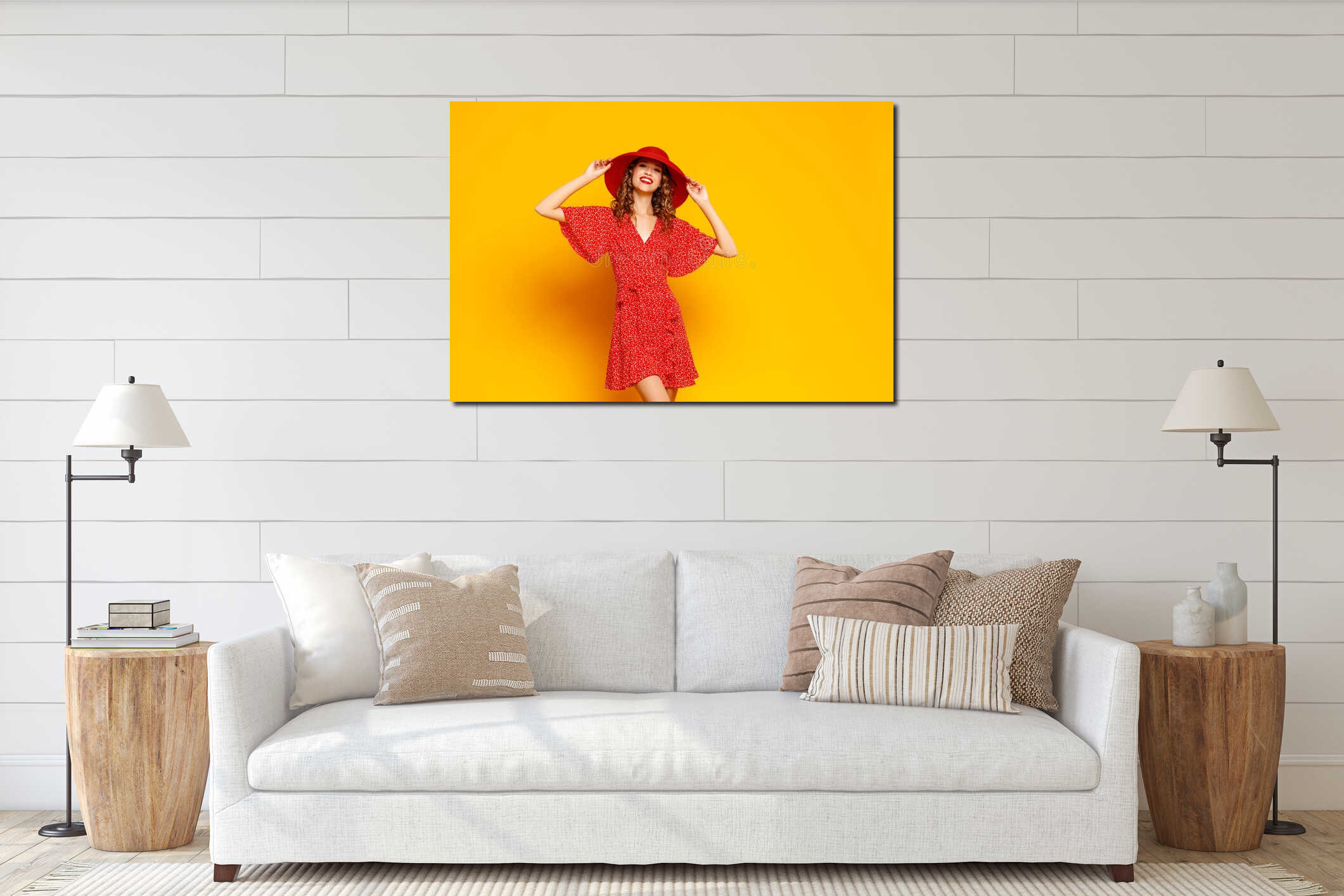 Canvas hanging interior mockup